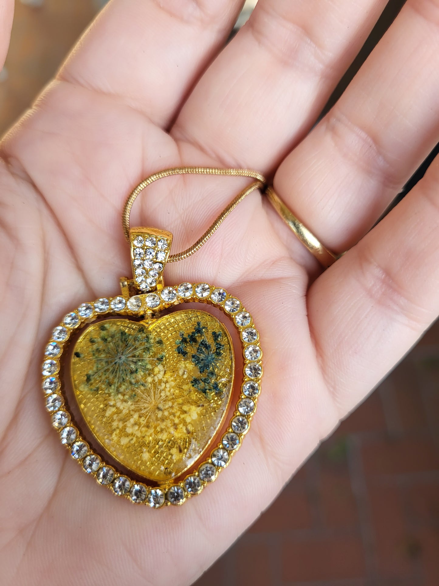 Gold Heart Double Sided Pendant