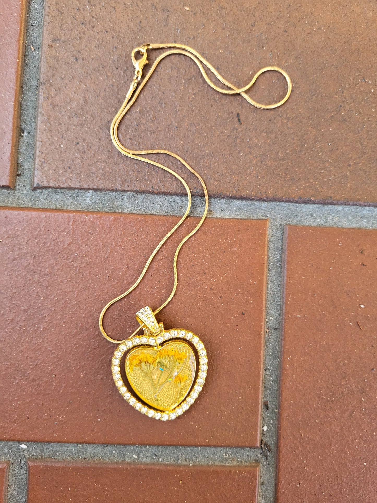 Gold Heart Double Sided Pendant