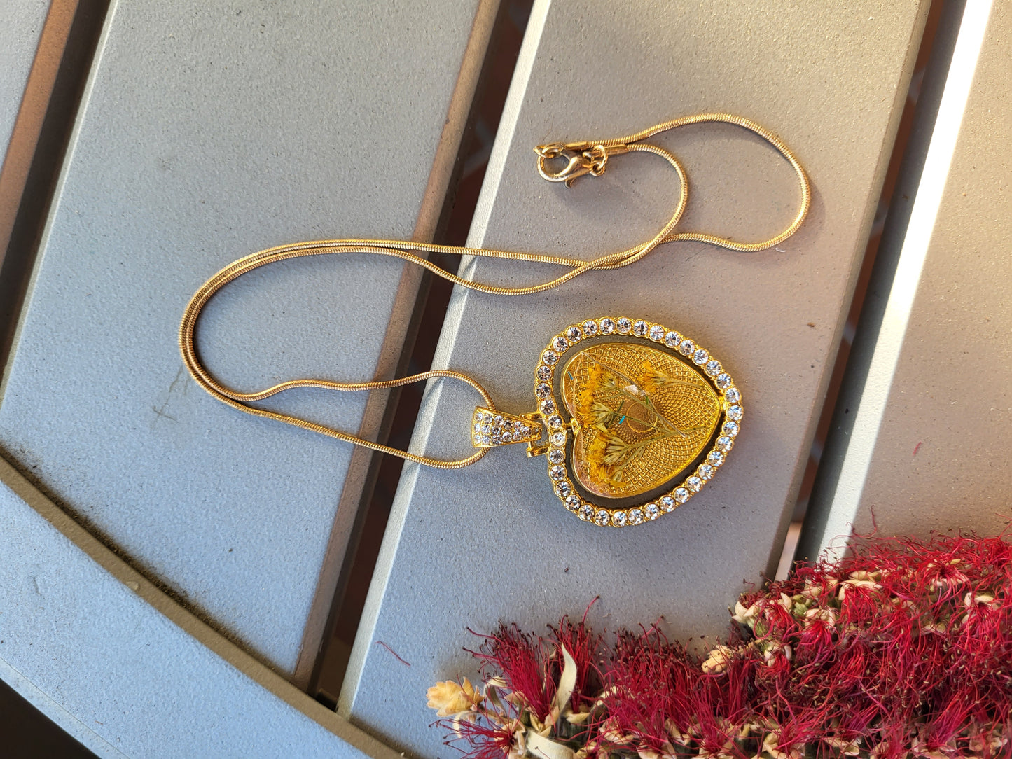 Gold Heart Double Sided Pendant