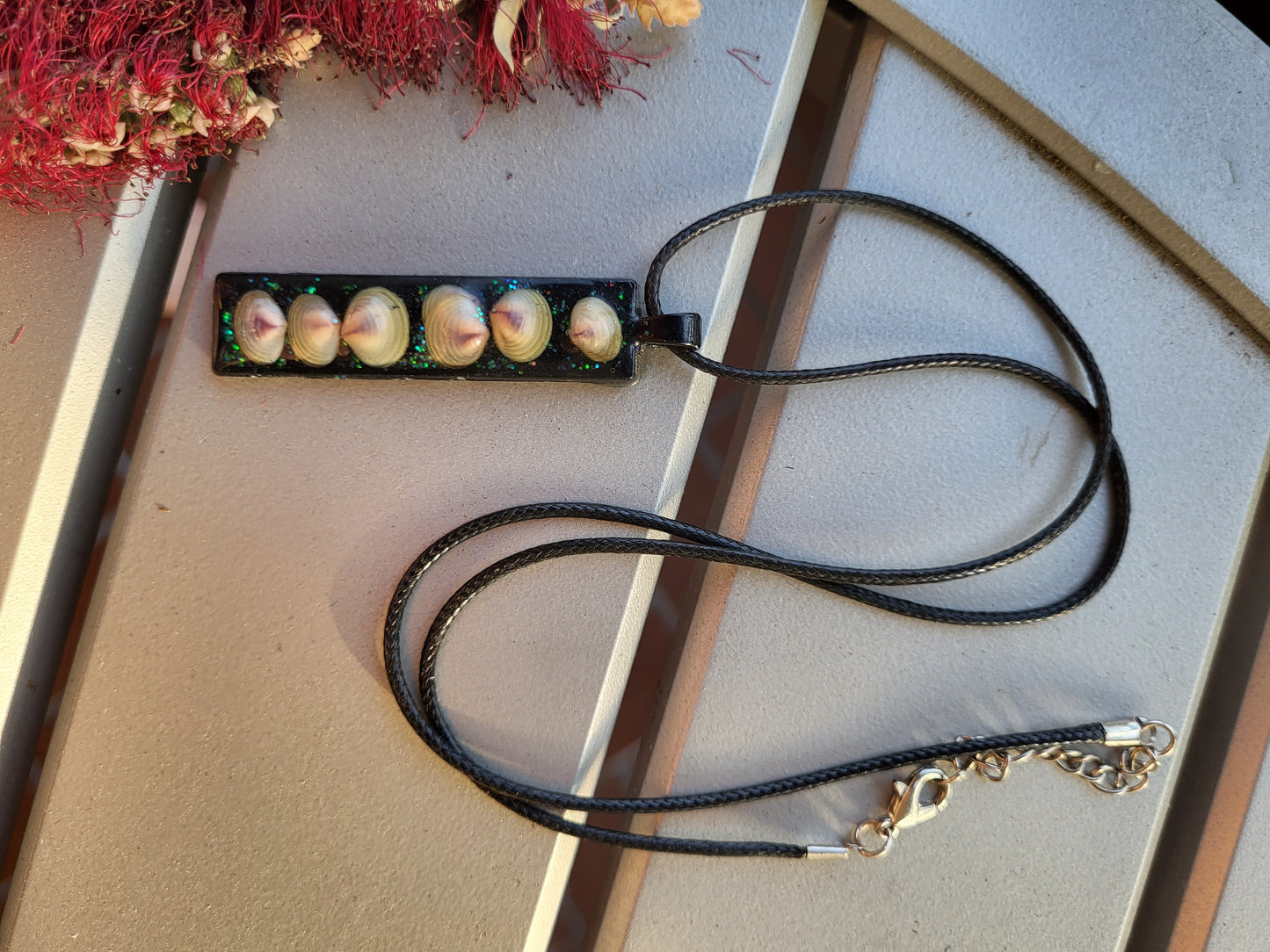 Black Rectangle Seas Shell Pendant