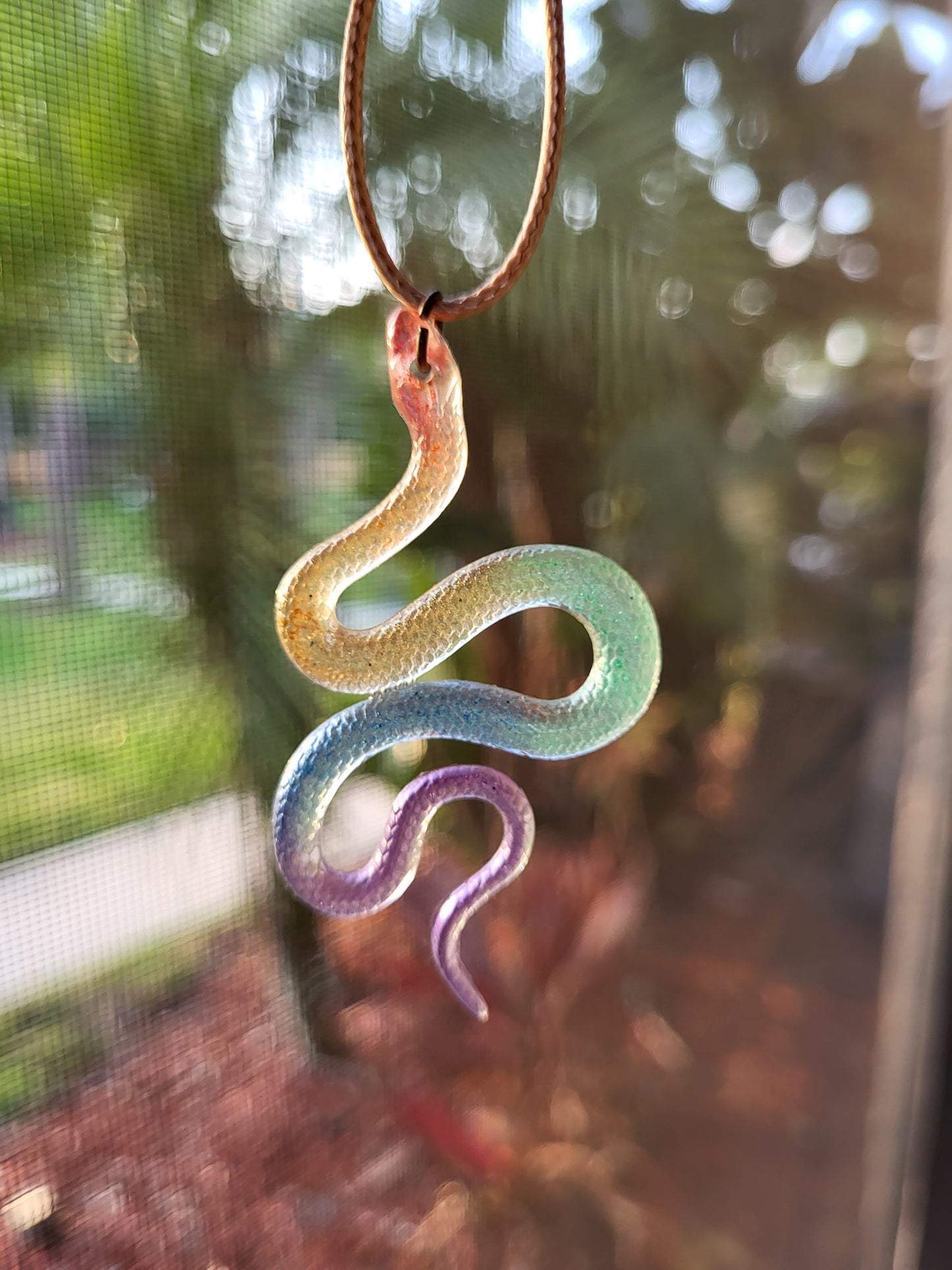 Pastel Rainbow Snake Pendant