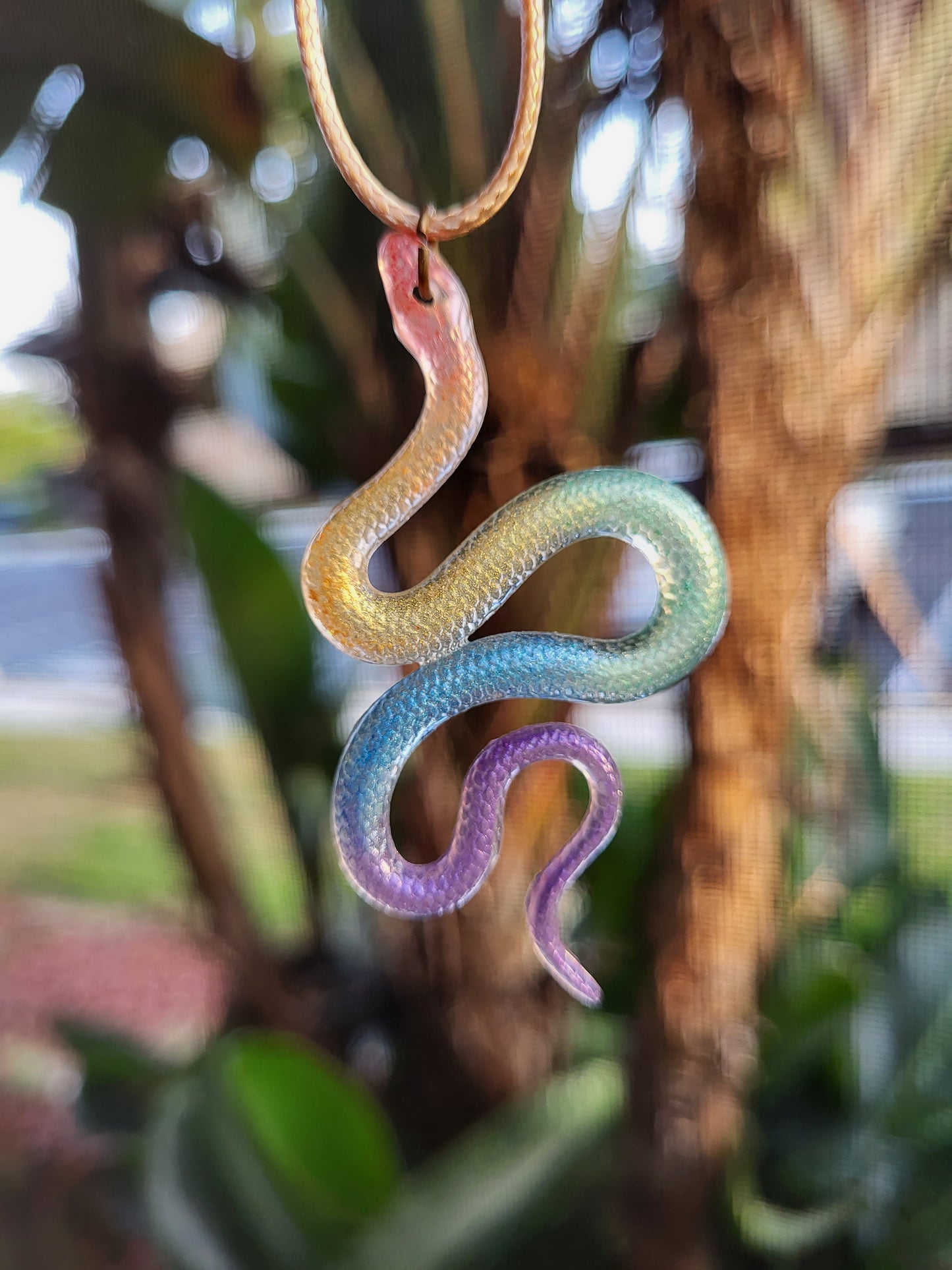 Pastel Rainbow Snake Pendant