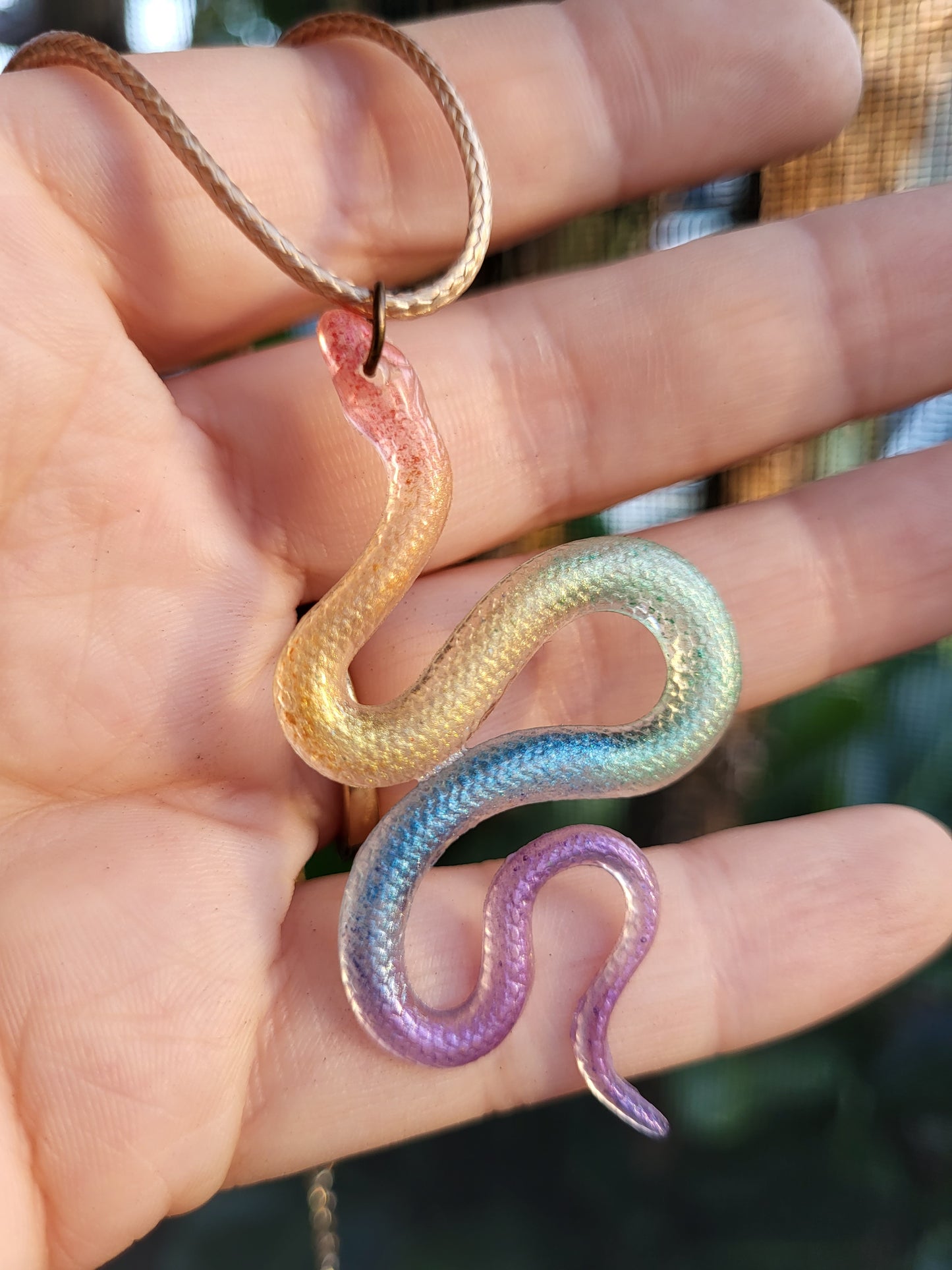 Pastel Rainbow Snake Pendant