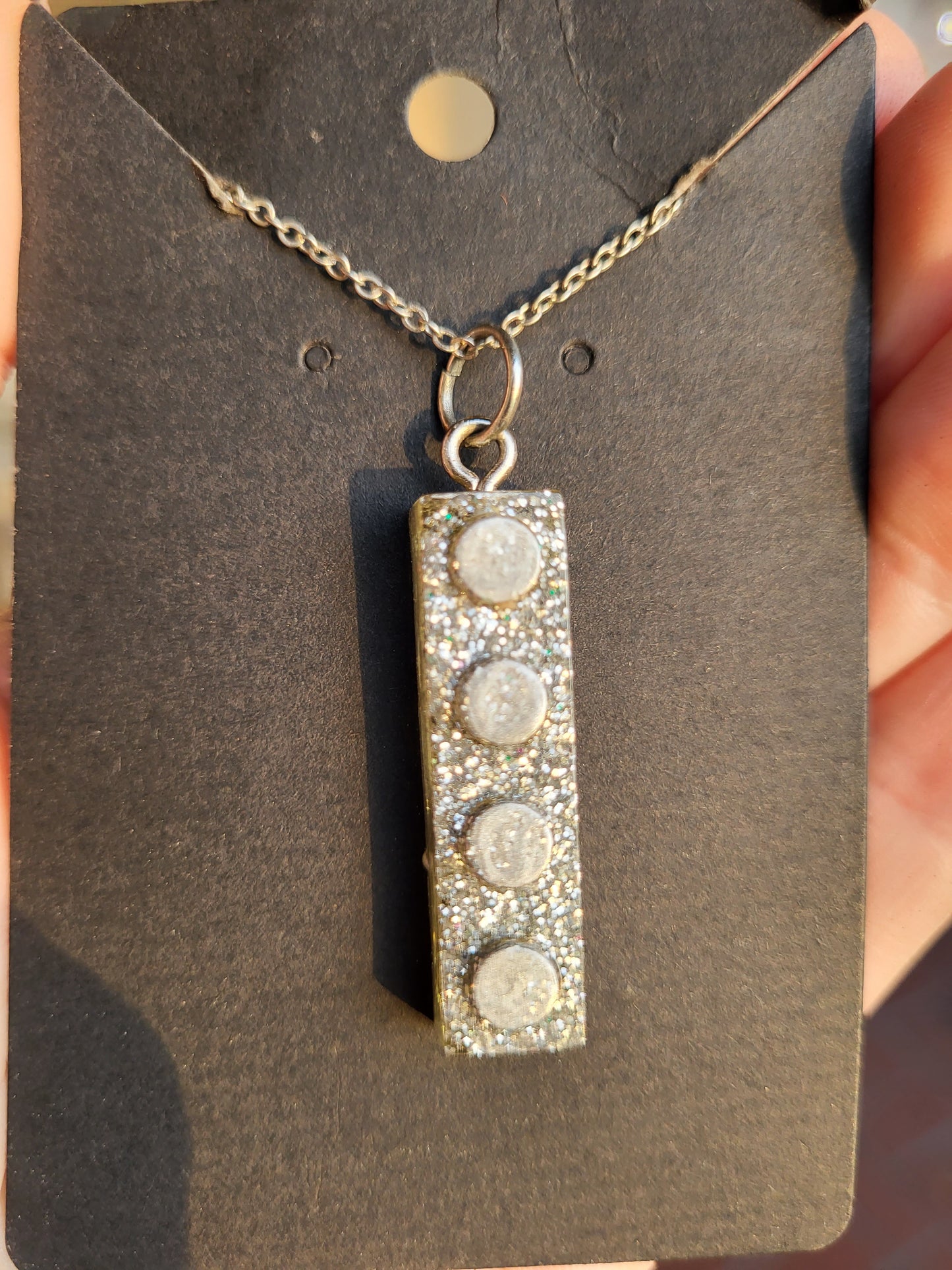 Silver Lego Block Pendant