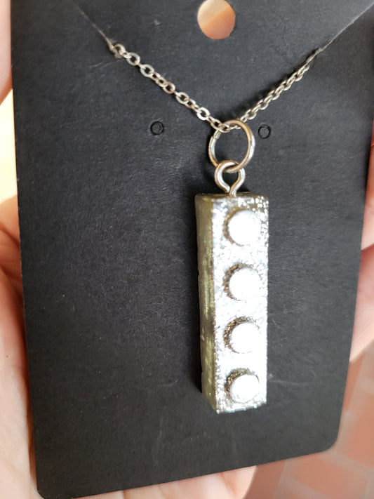 Silver Lego Block Pendant