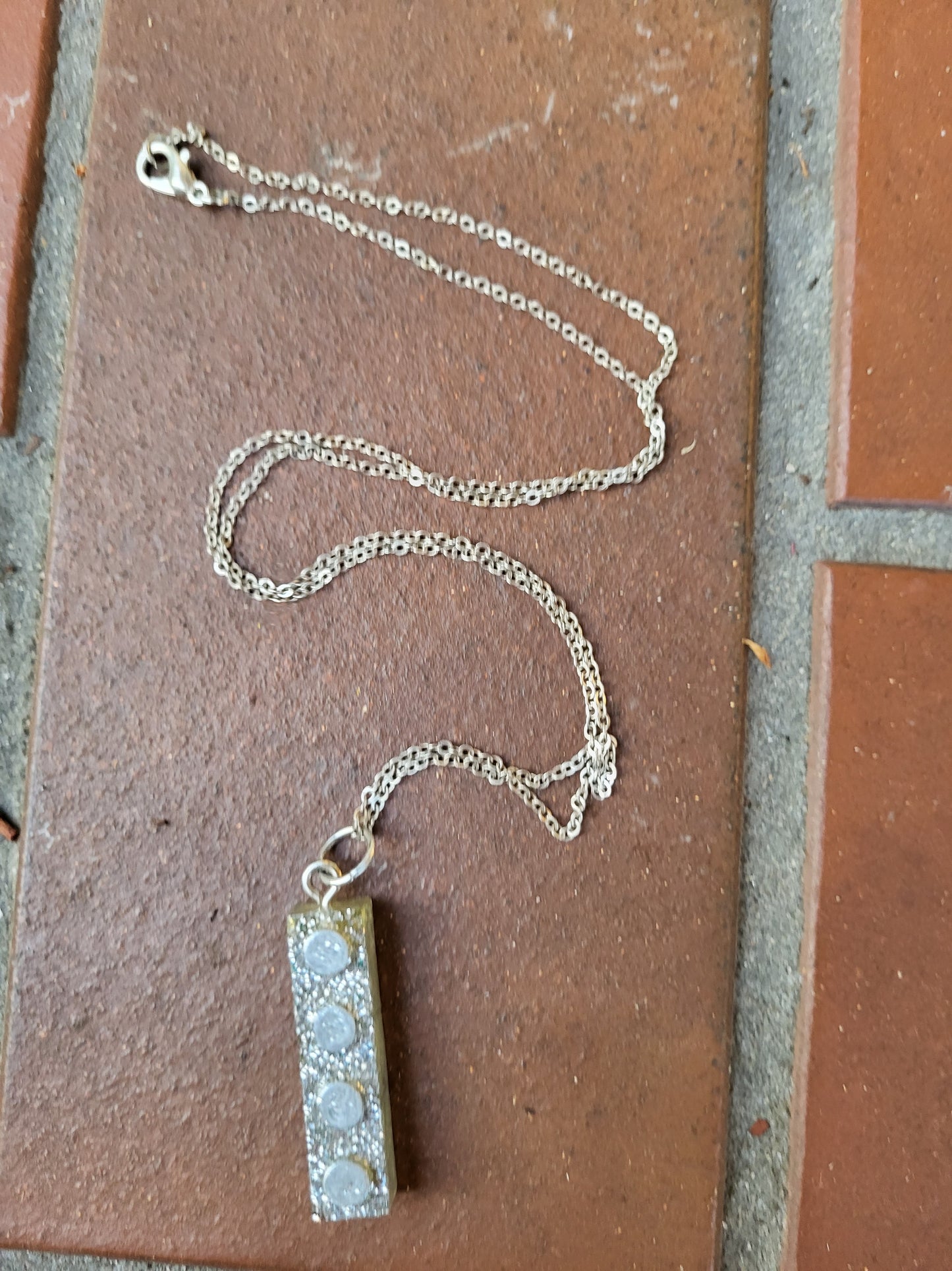 Silver Lego Block Pendant