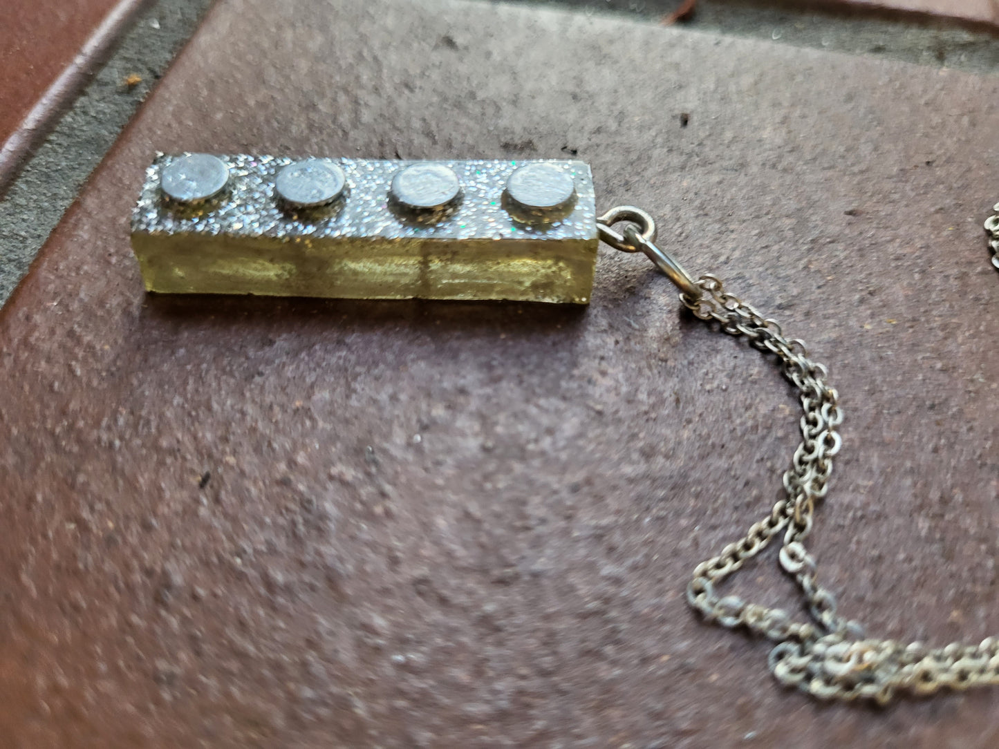 Silver Lego Block Pendant