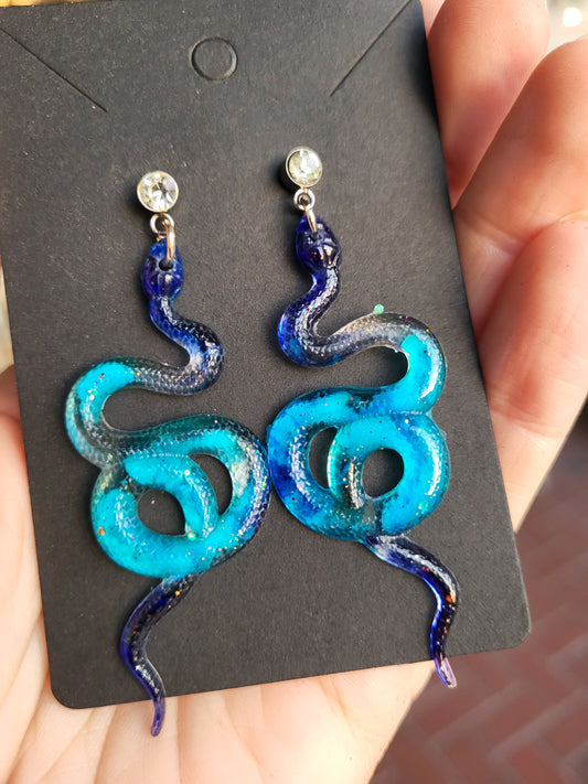 Blue and Turquoise Snake Post Earrings