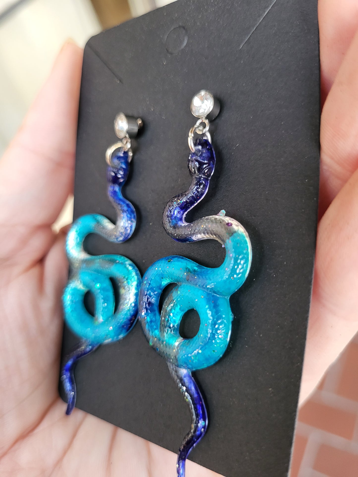 Blue and Turquoise Snake Post Earrings