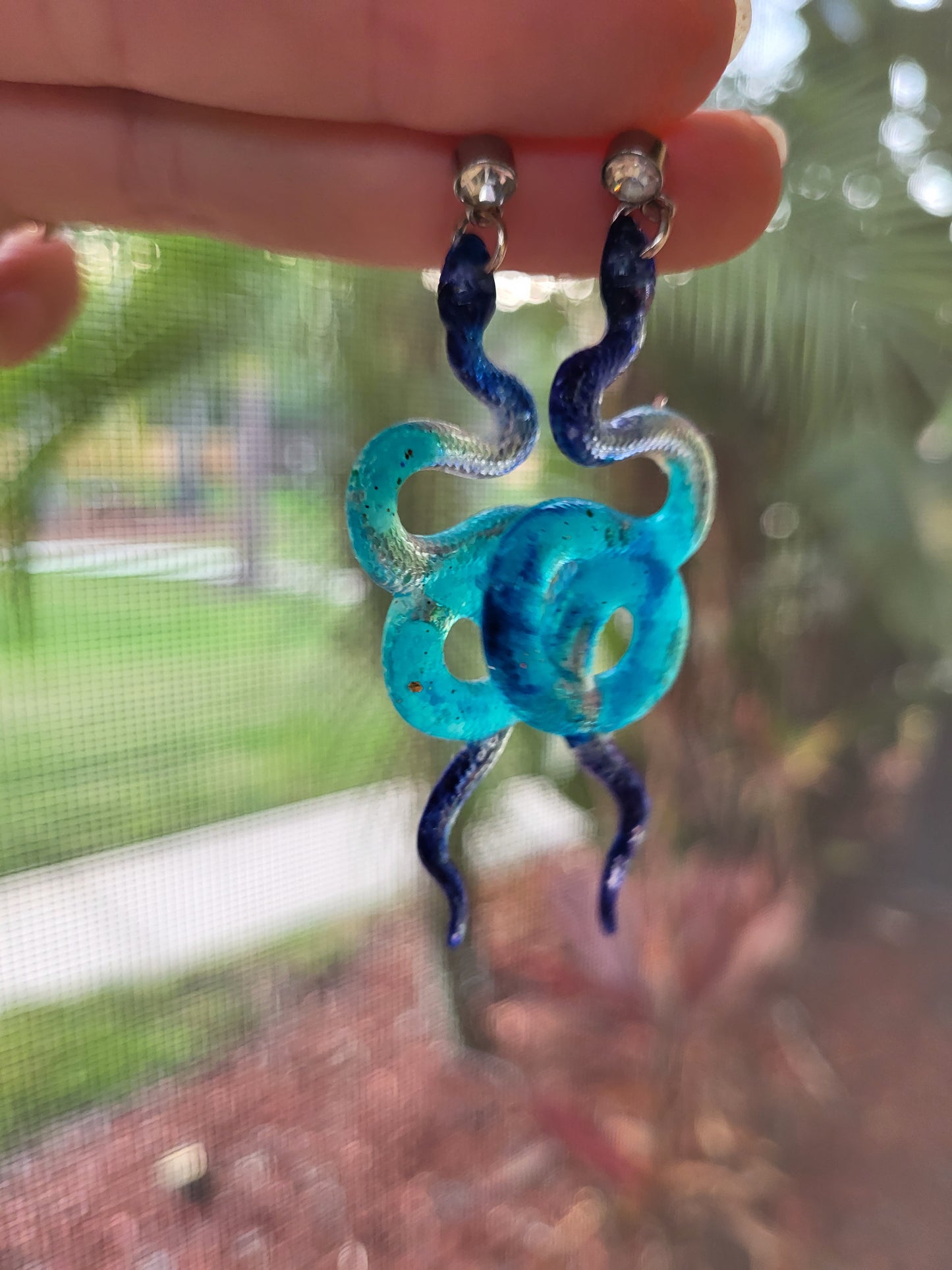 Blue and Turquoise Snake Post Earrings