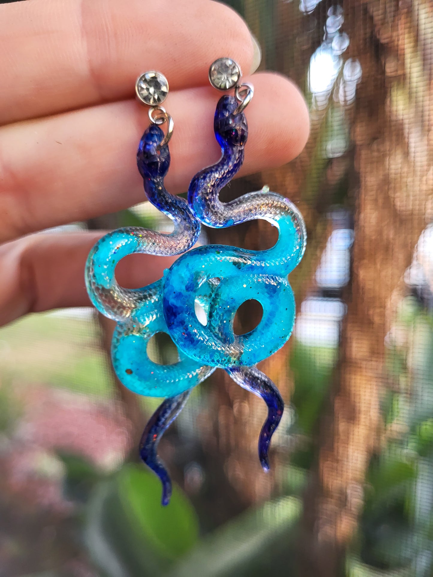 Blue and Turquoise Snake Post Earrings