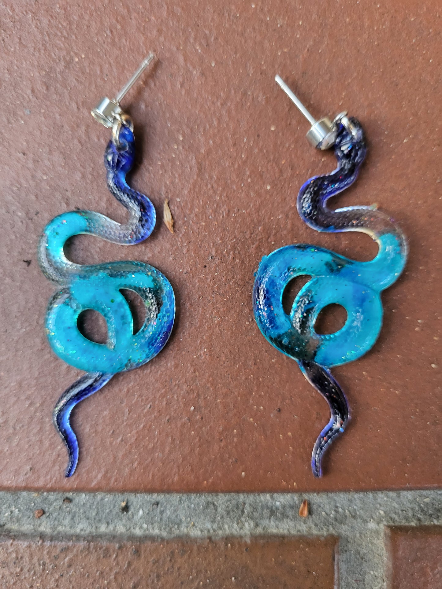 Blue and Turquoise Snake Post Earrings