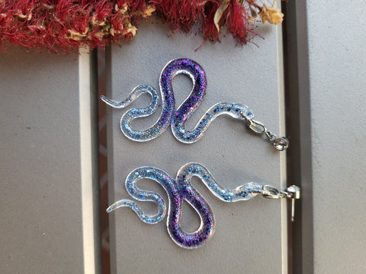 Blue and Purple Sparkly Snake Post Earrings