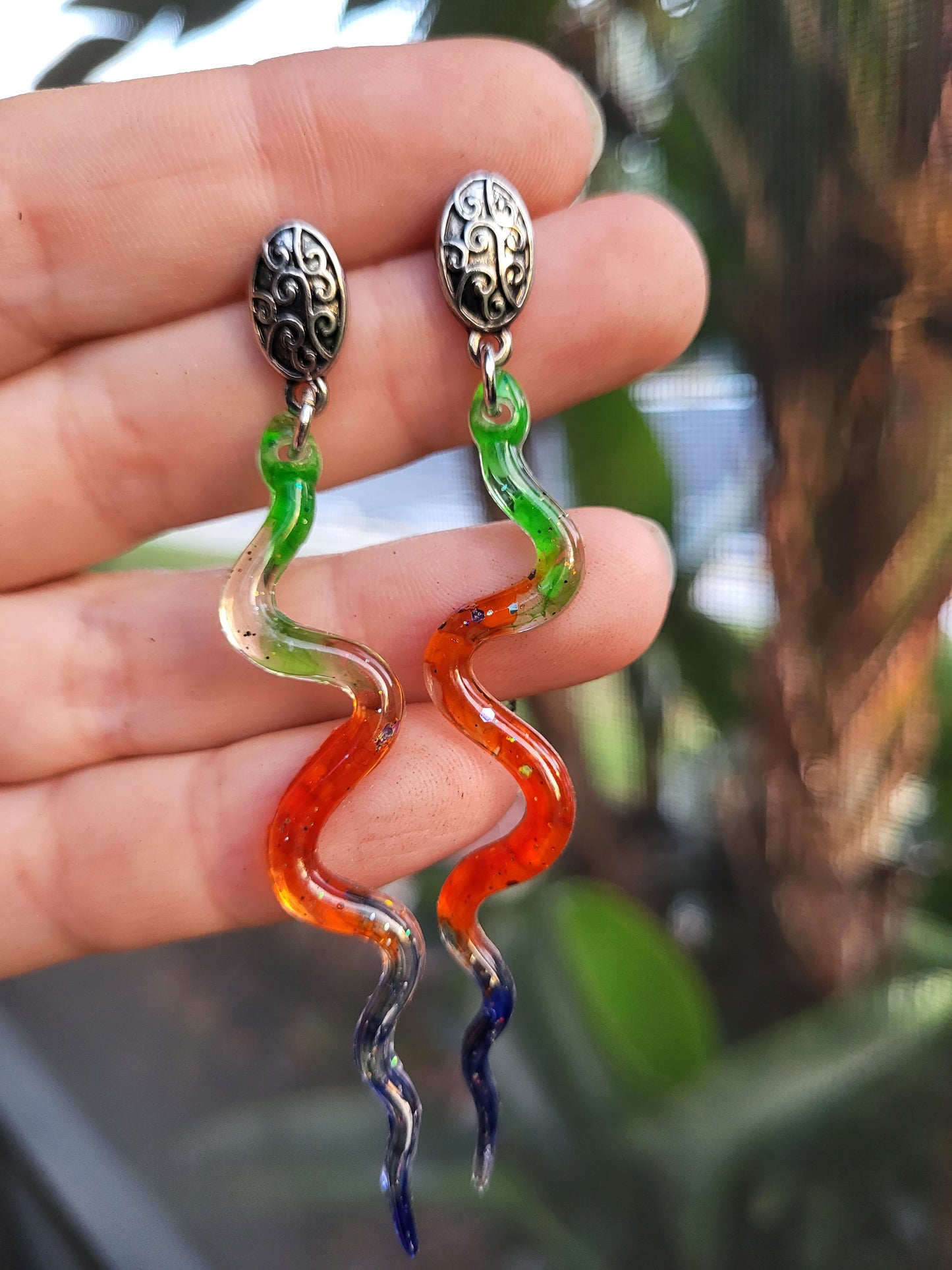 Bright Snake Post Earrings