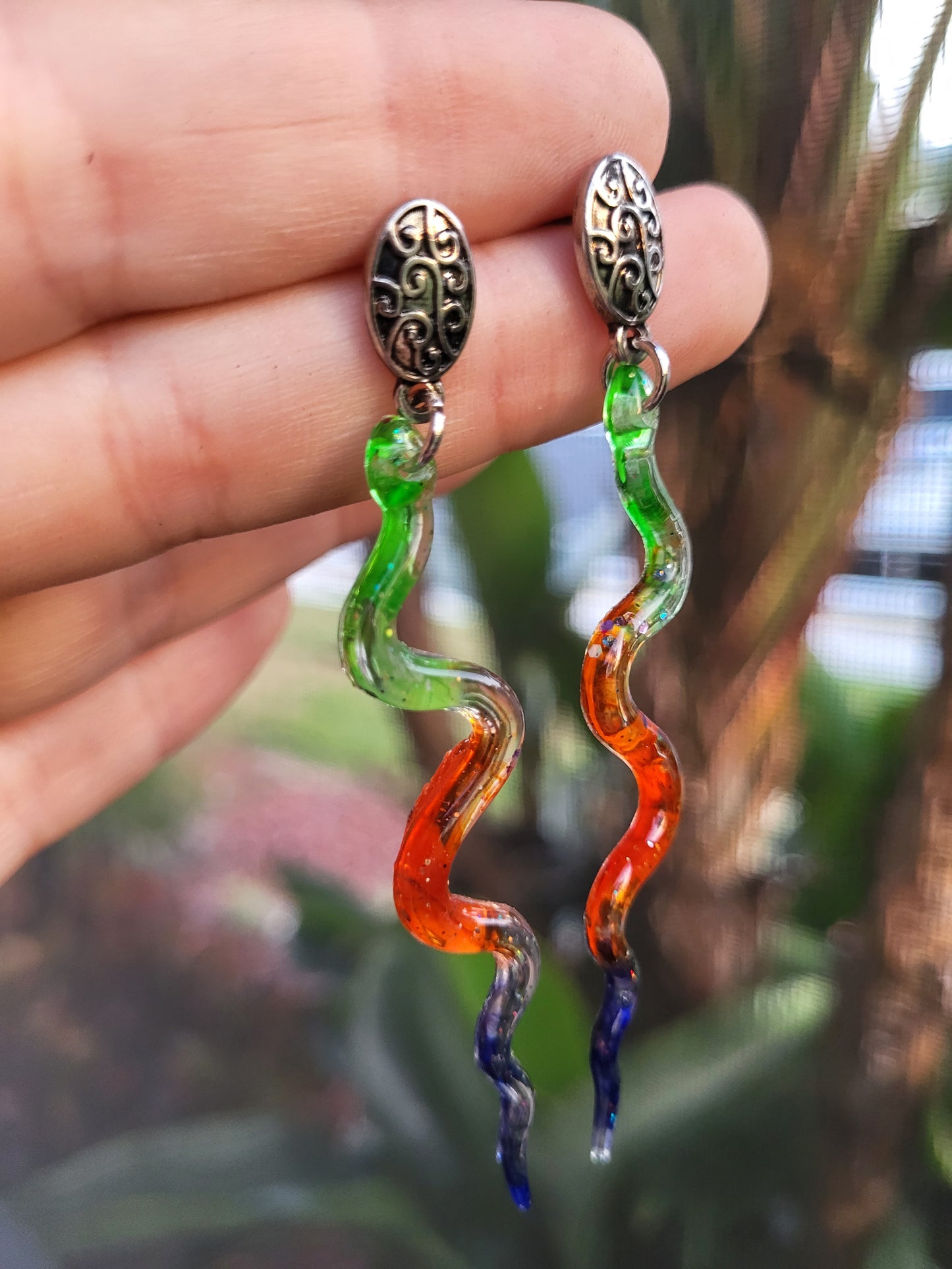 Bright Snake Post Earrings