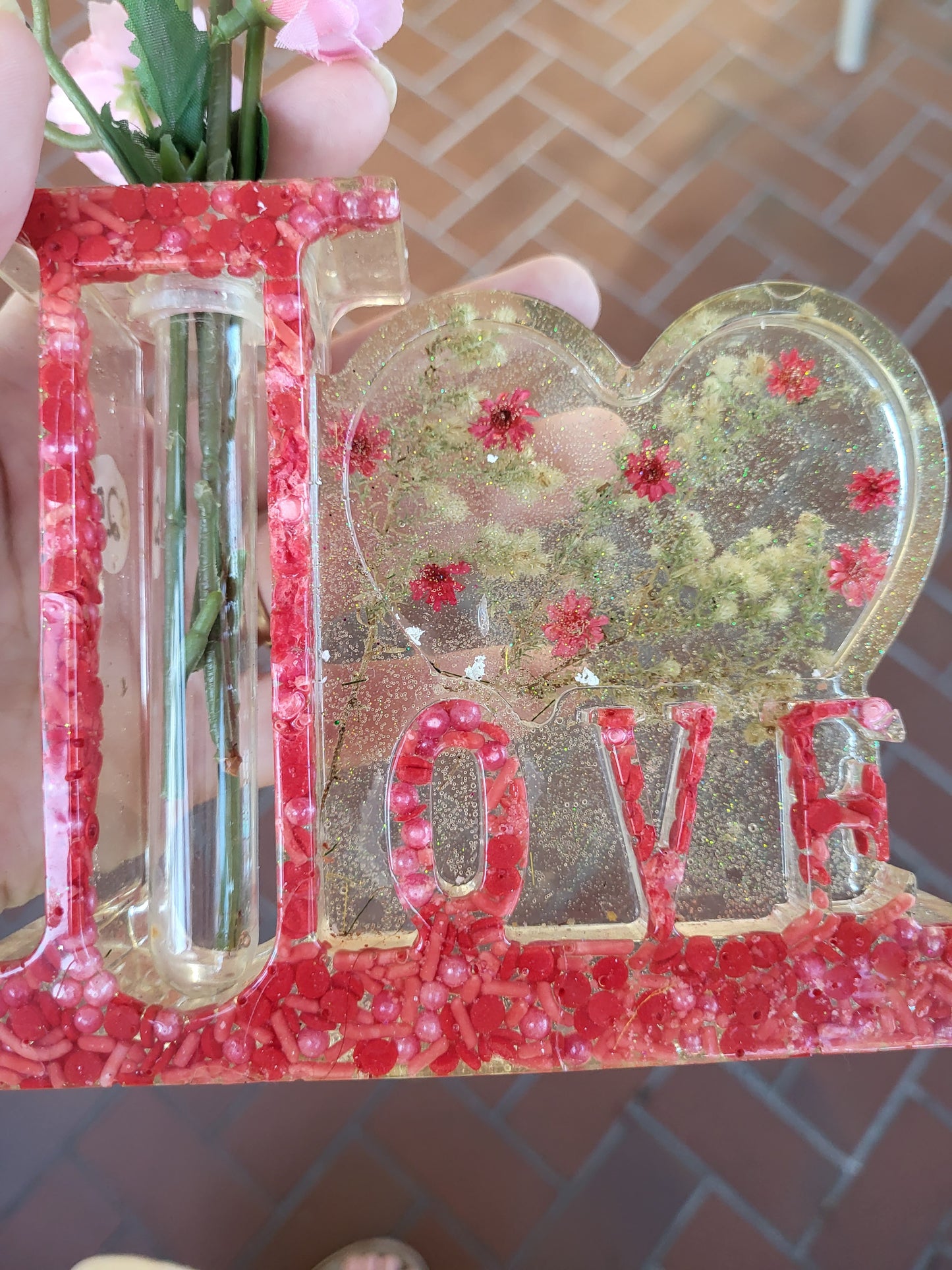 Red "Love" Flower Vase