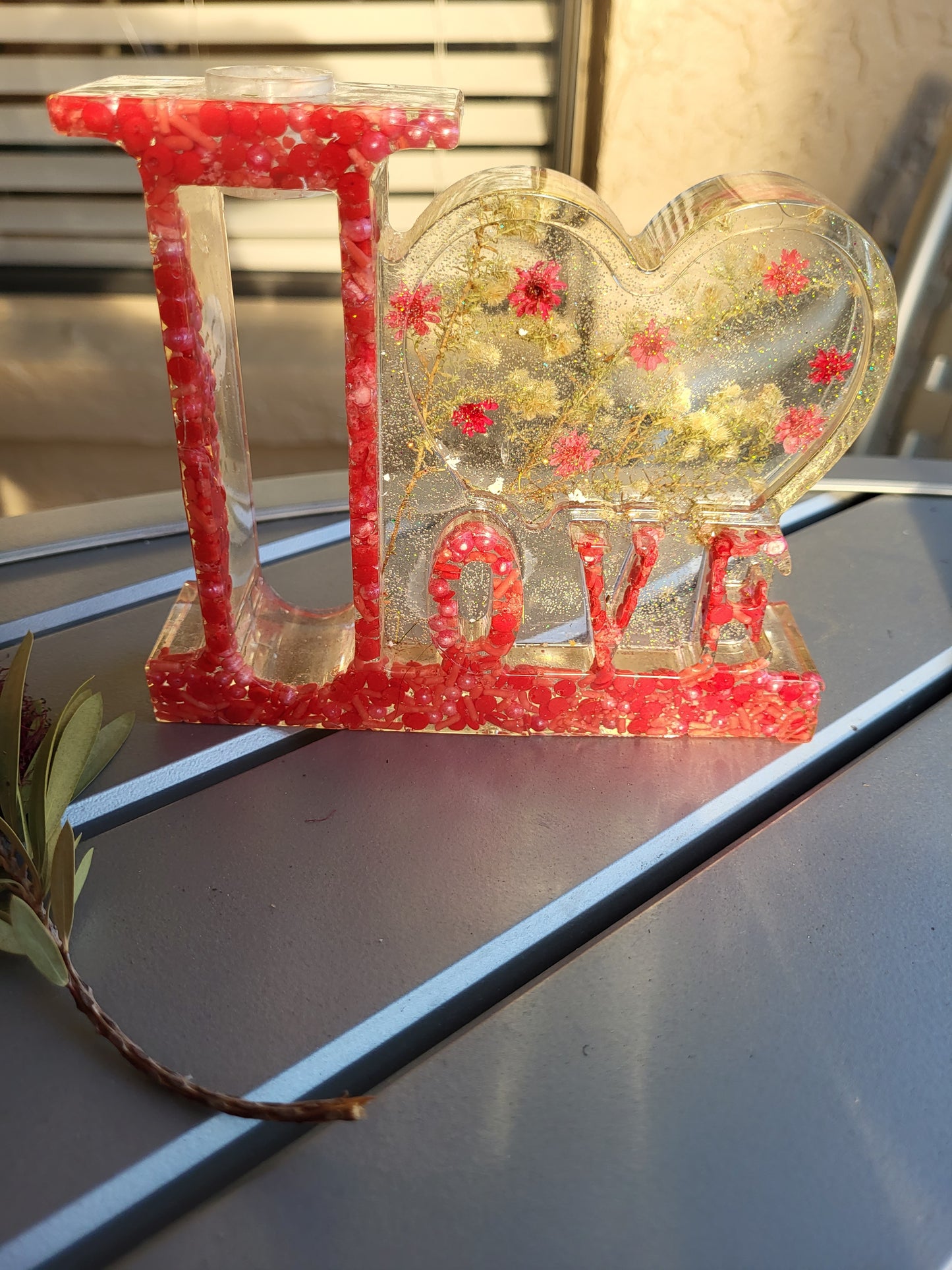 Red "Love" Flower Vase