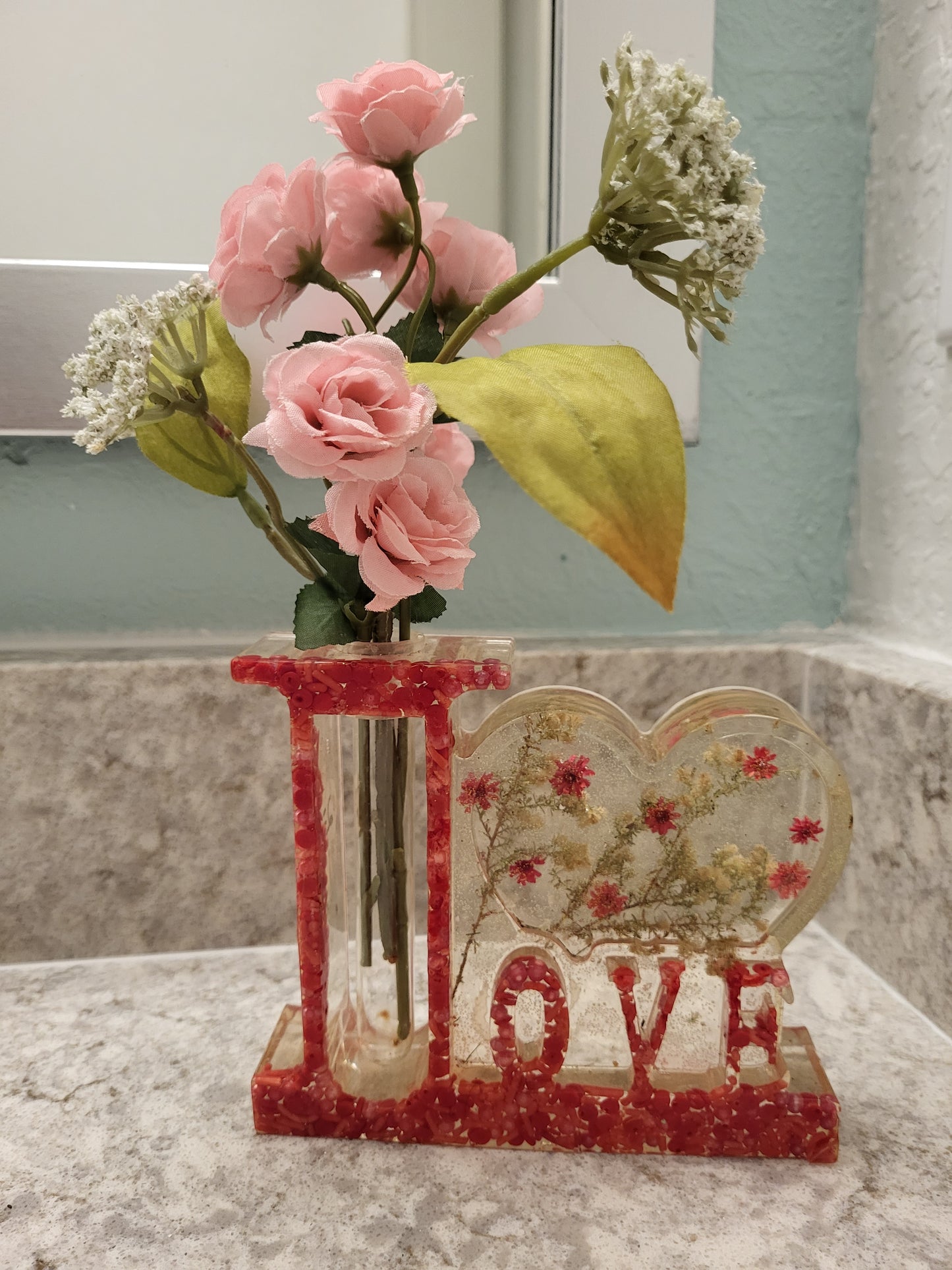 Red "Love" Flower Vase