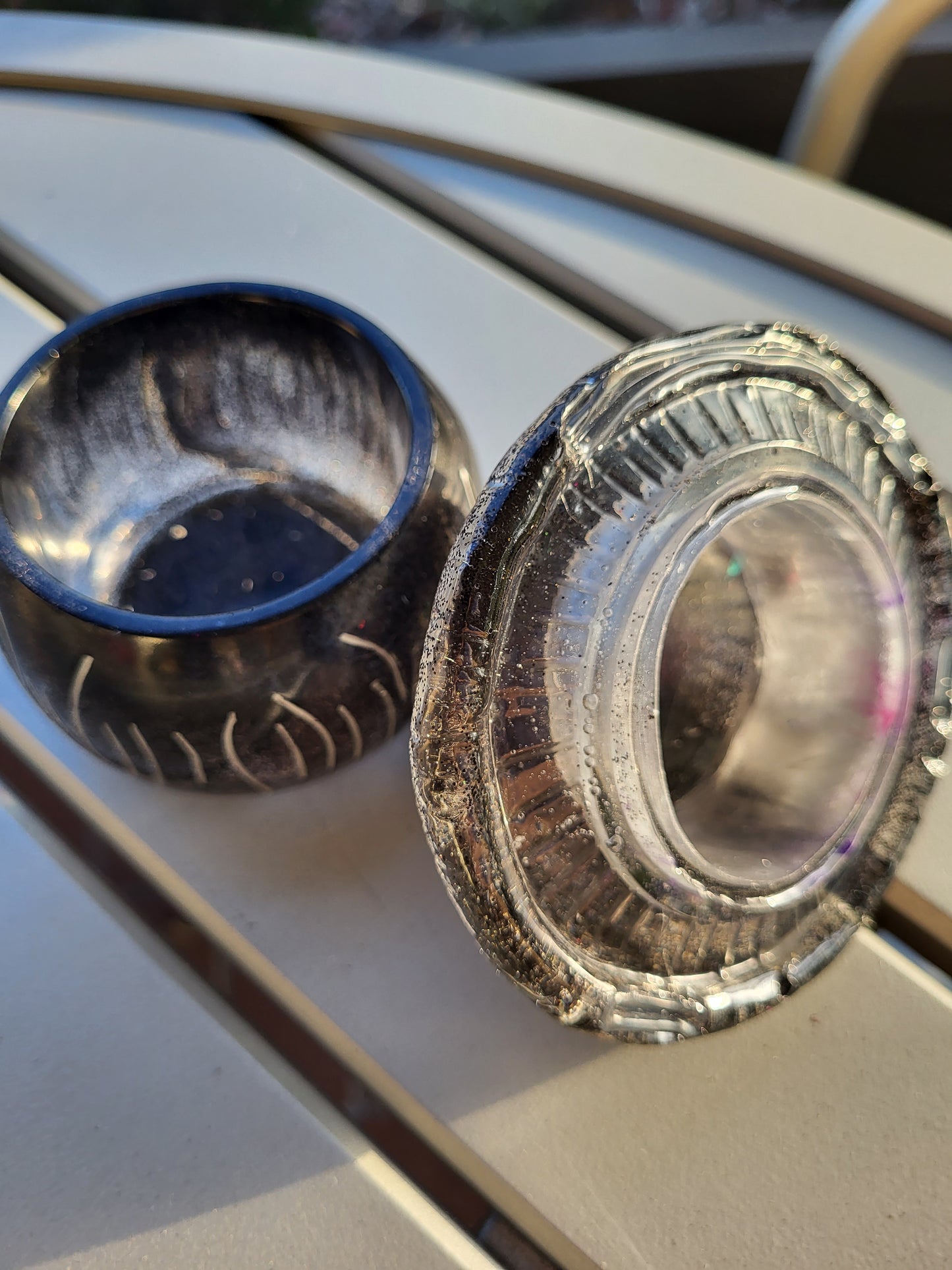 Small Black and Silver Mushroom Container