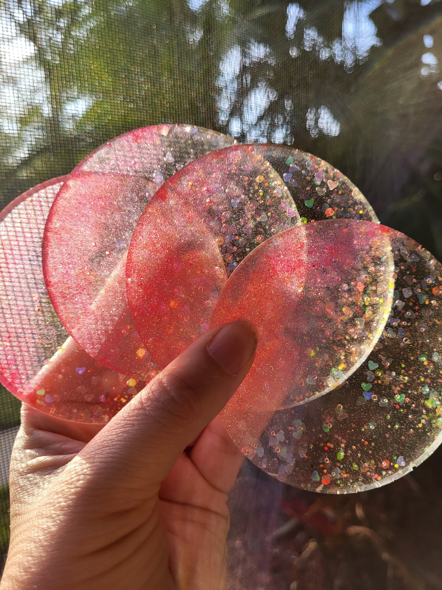 Beautiful Pink Coasters with Holder