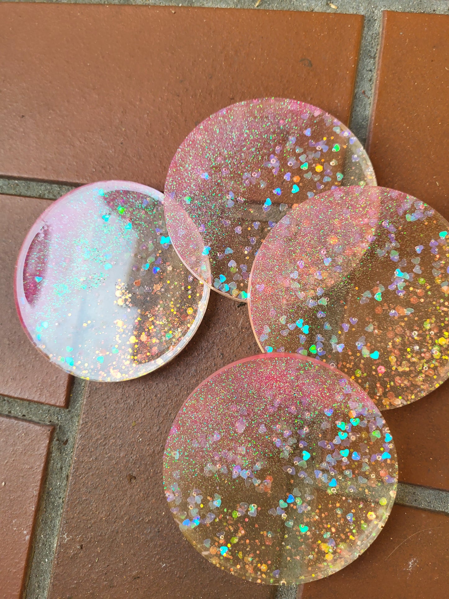 Beautiful Pink Coasters with Holder