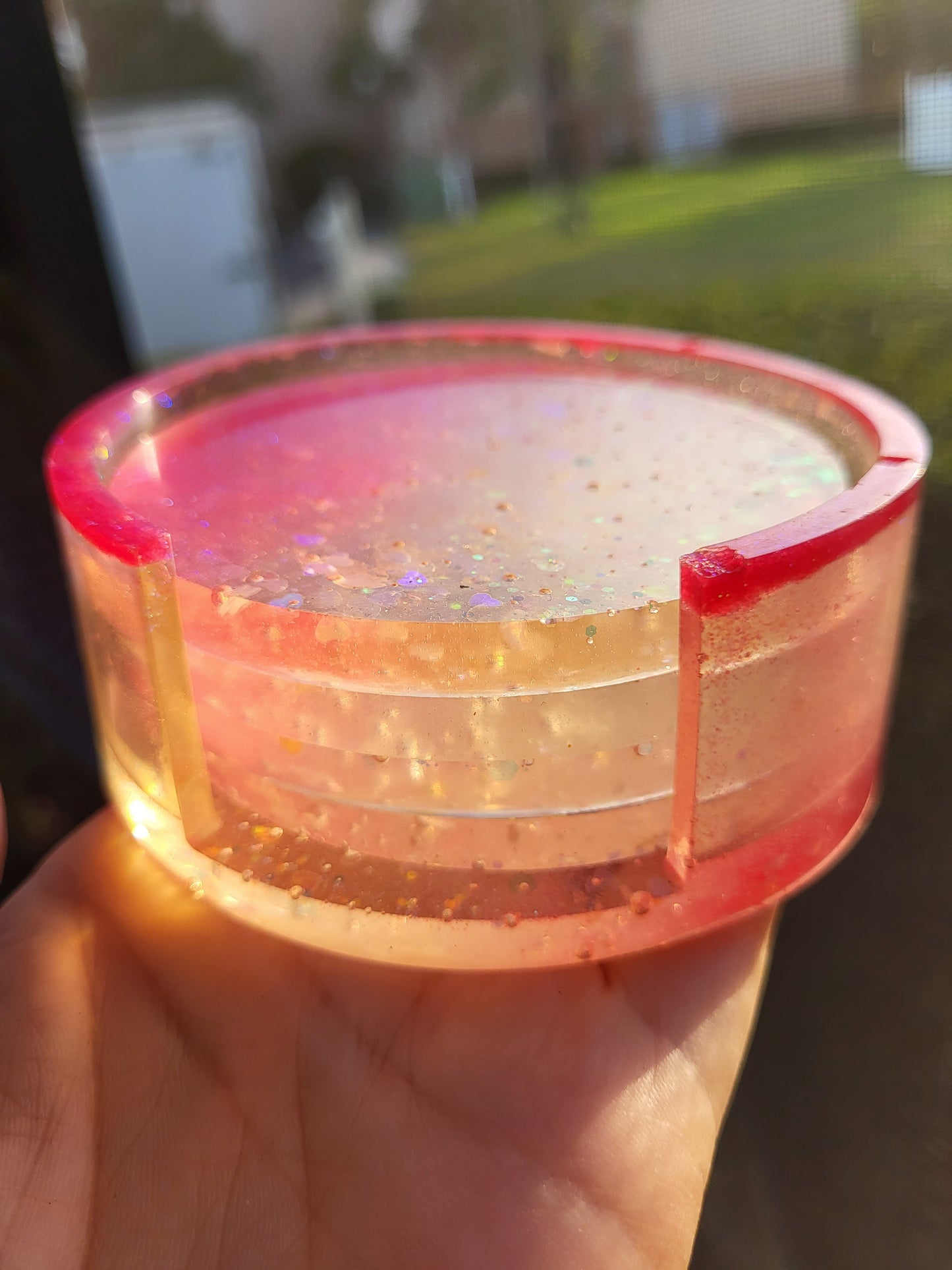 Beautiful Pink Coasters with Holder