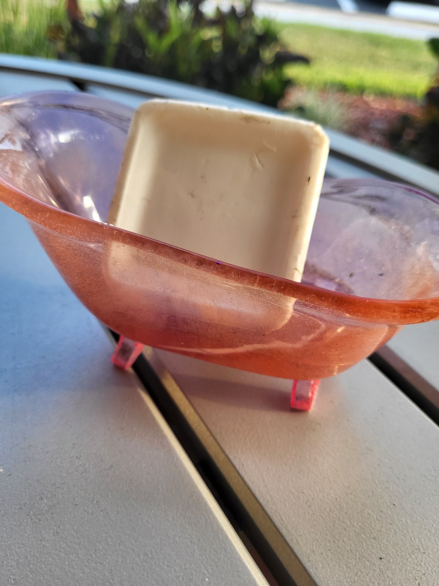 Soft Orange and Purple Bathtub Soap Dish