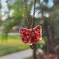 Pink Cat Pendant with Heart Charm
