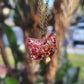 Pink Cat Pendant with Heart Charm