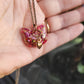 Pink Cat Pendant with Heart Charm