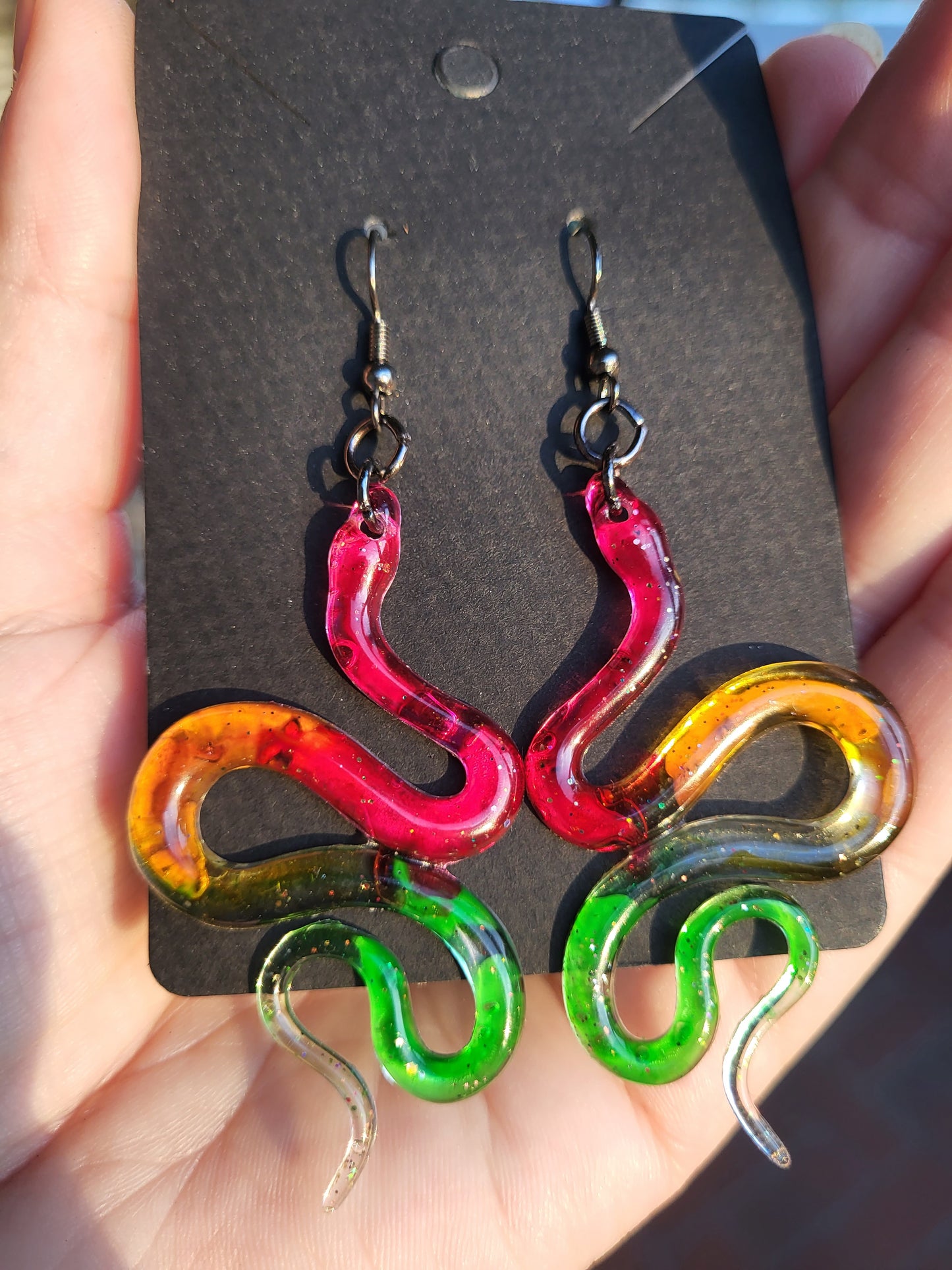 Bright Colorful Snake Earrings