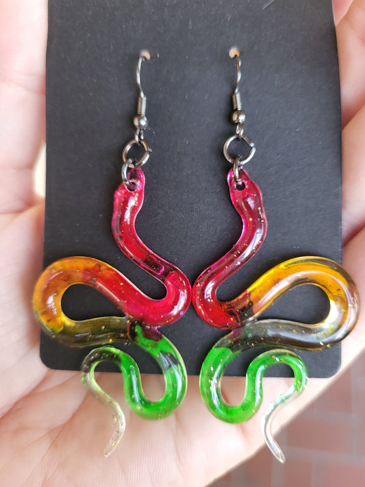 Bright Colorful Snake Earrings