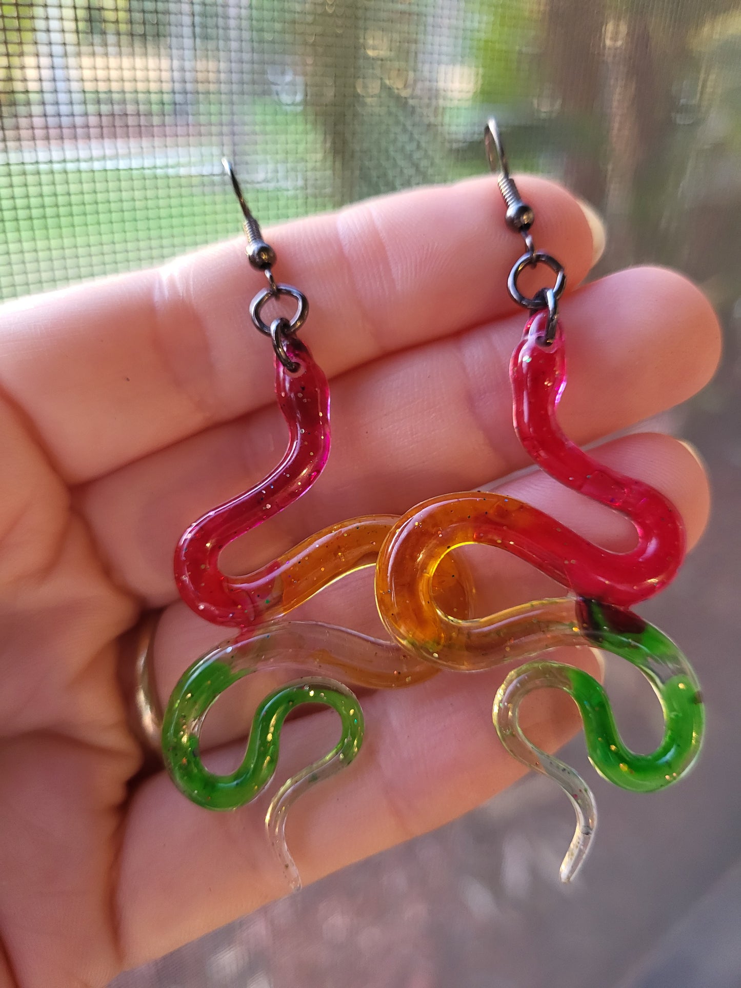 Bright Colorful Snake Earrings