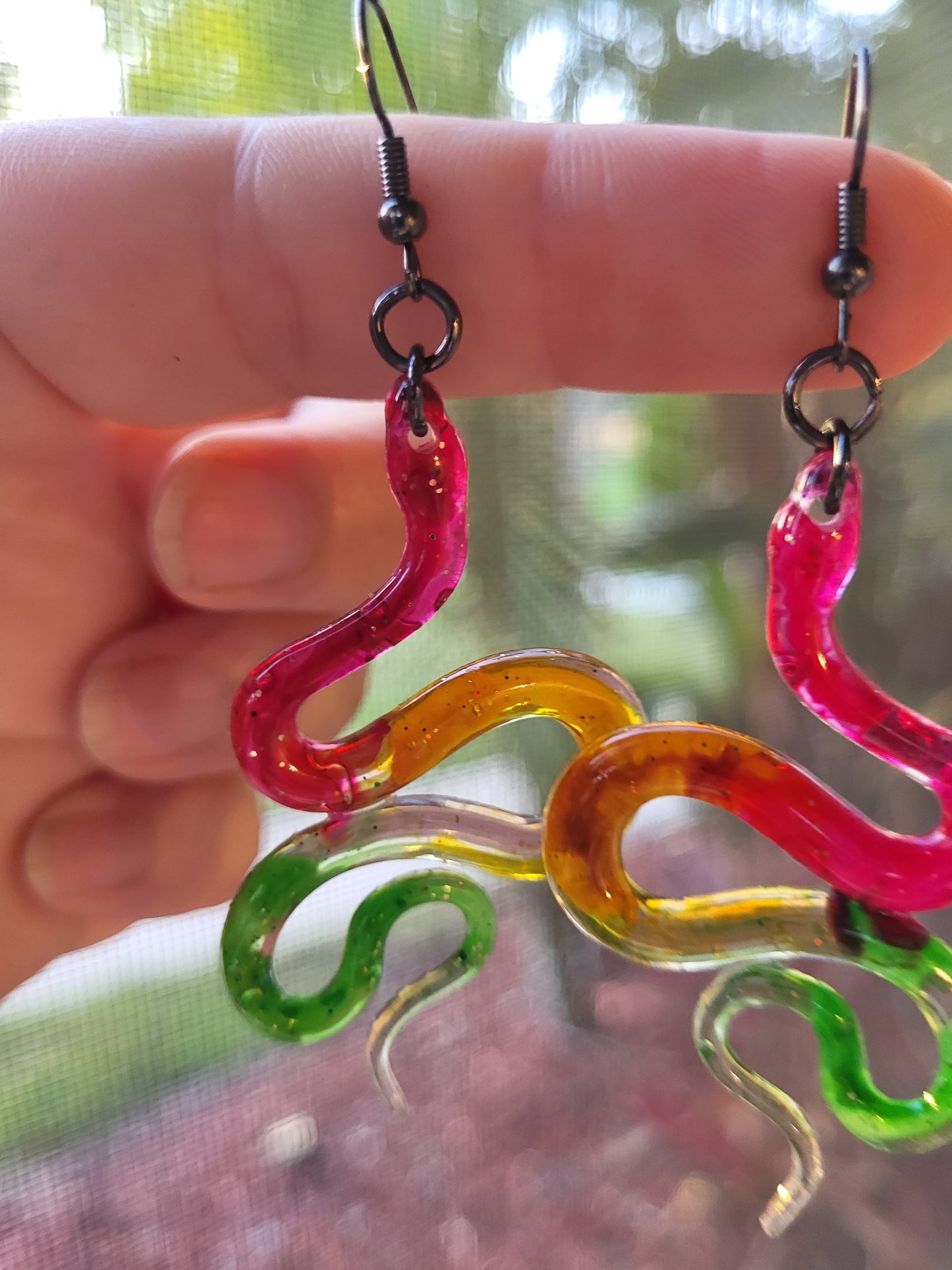 Bright Colorful Snake Earrings