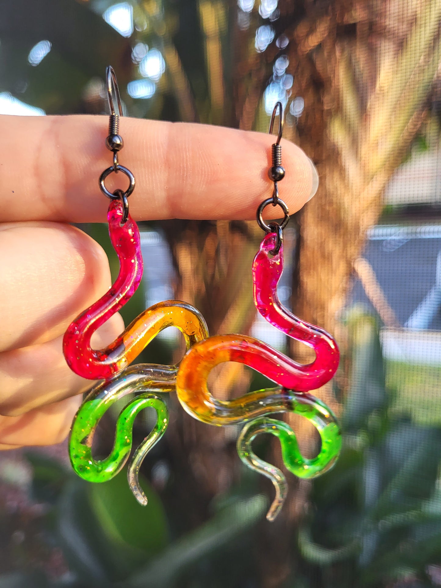 Bright Colorful Snake Earrings