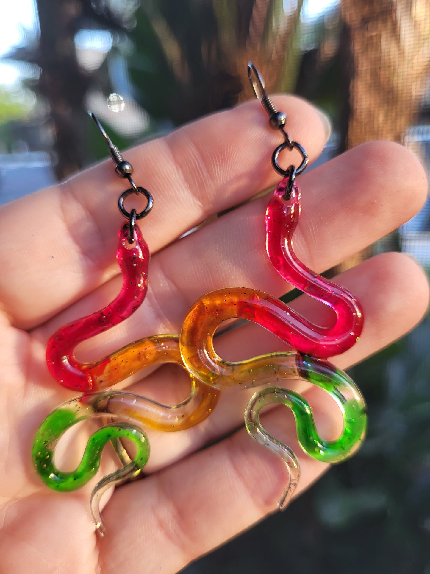 Bright Colorful Snake Earrings