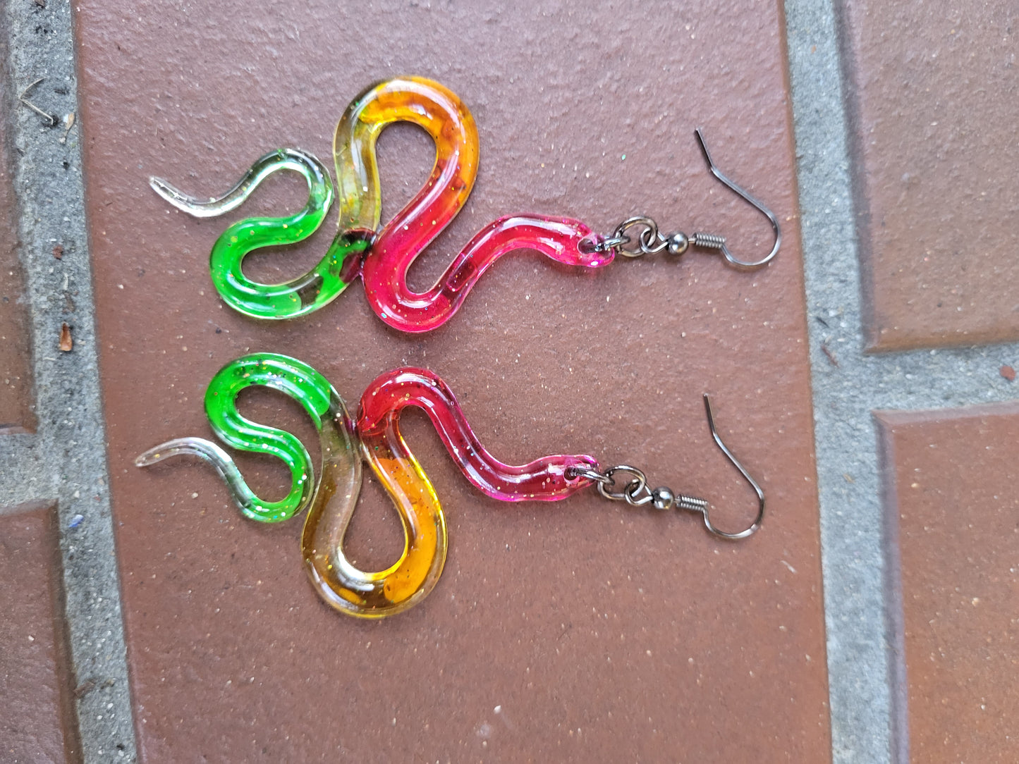 Bright Colorful Snake Earrings