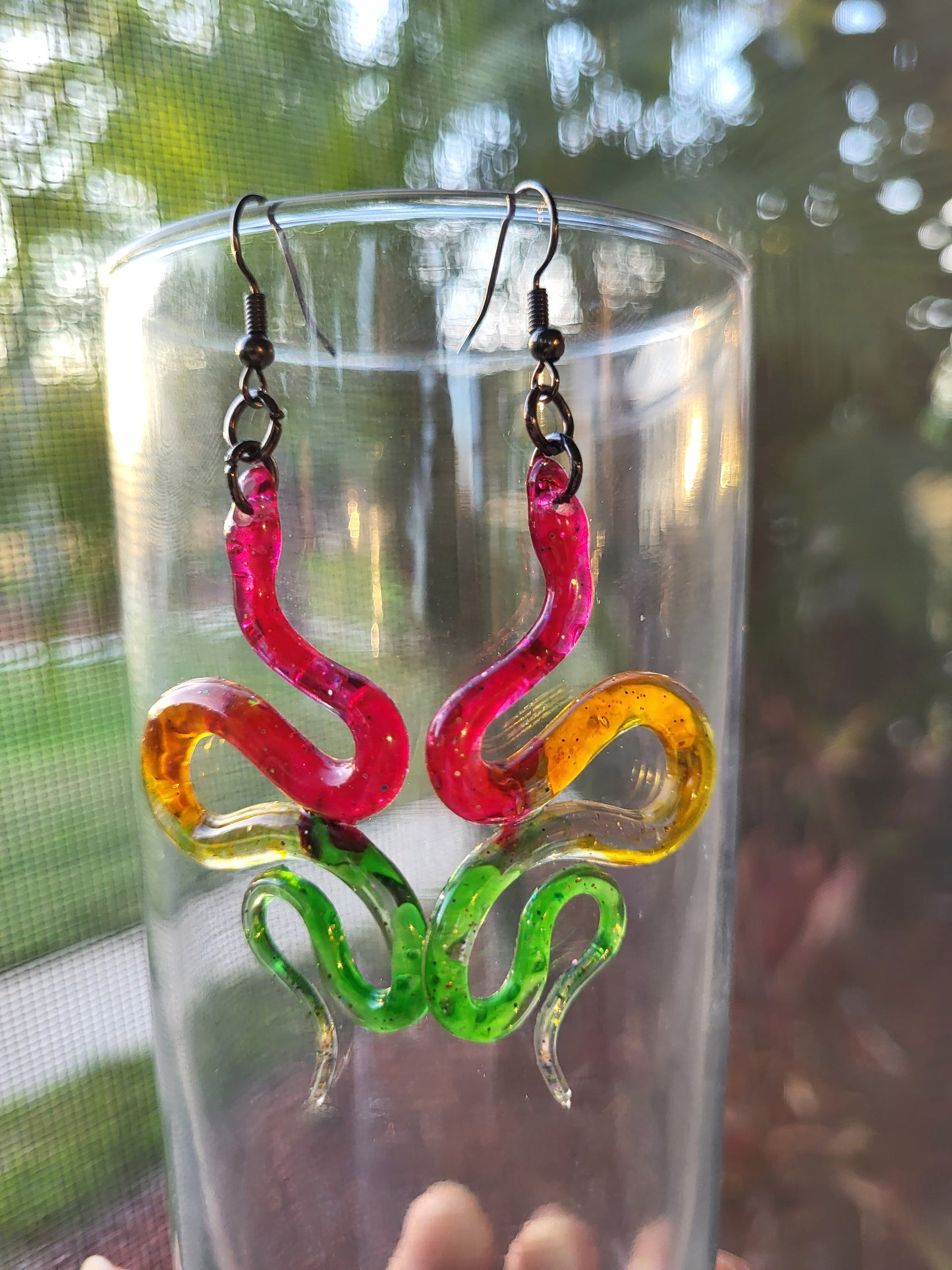 Bright Colorful Snake Earrings