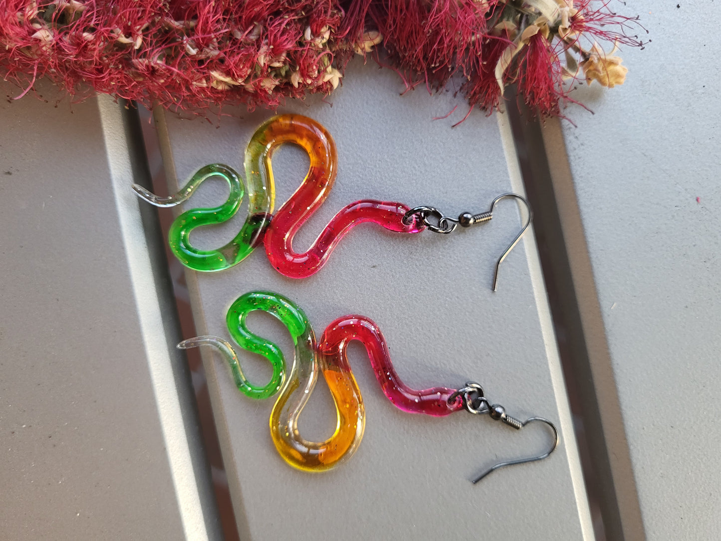 Bright Colorful Snake Earrings