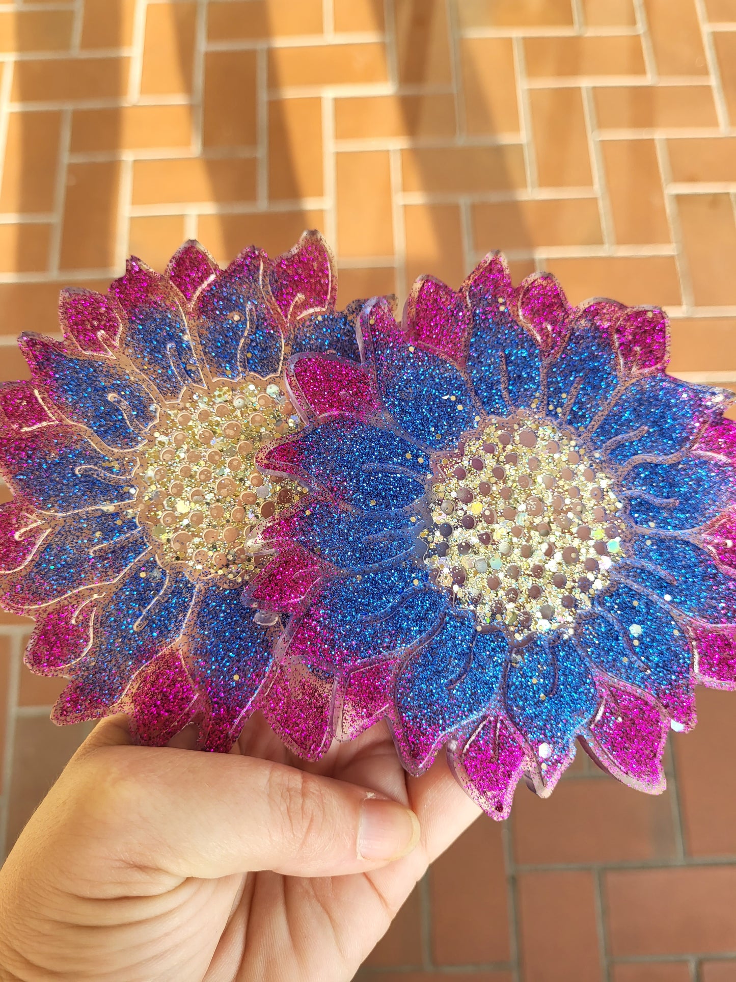 Blue and Purple Sunflower Coasters (Set of 2)