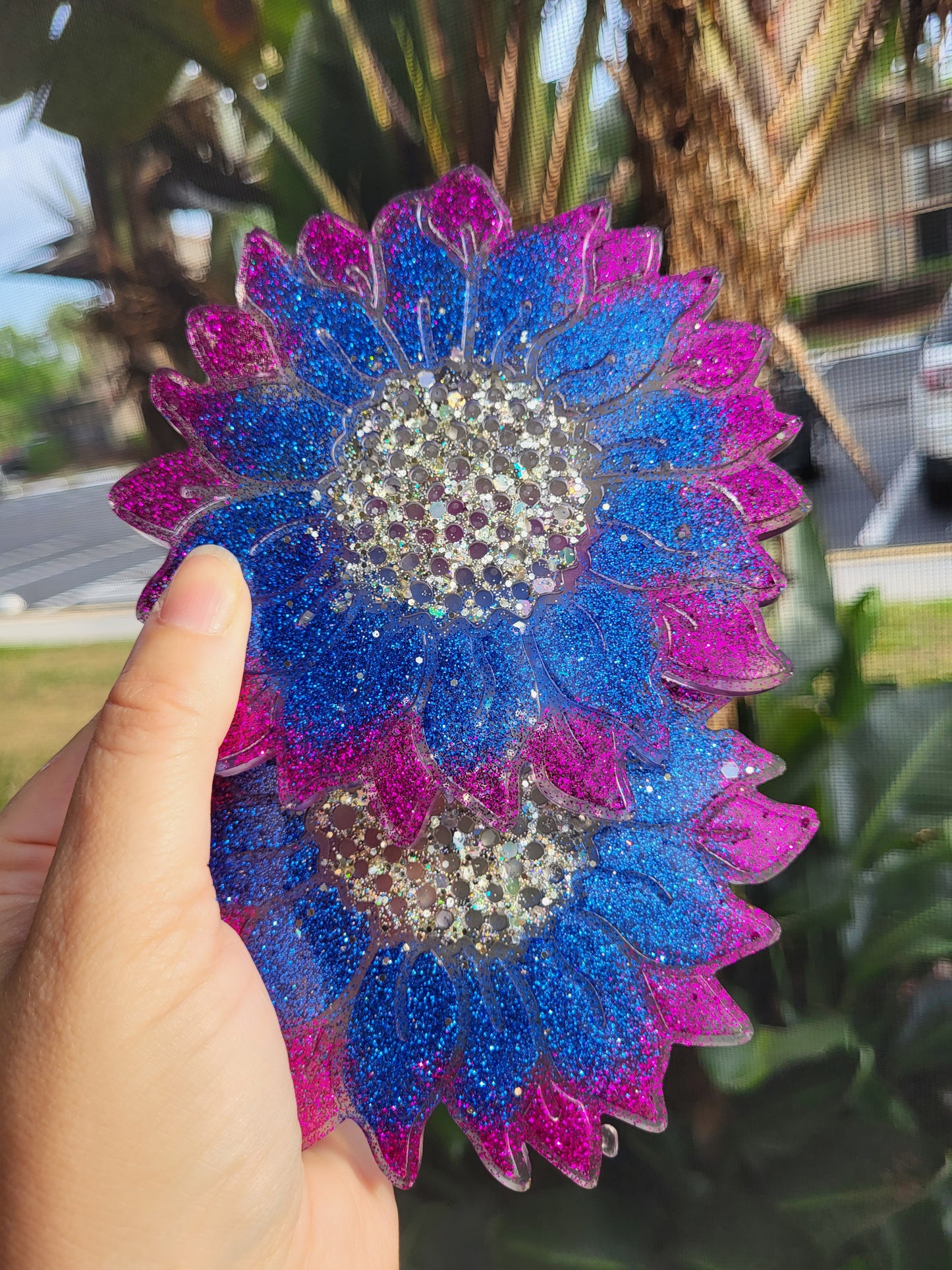 Blue and Purple Sunflower Coasters (Set of 2)