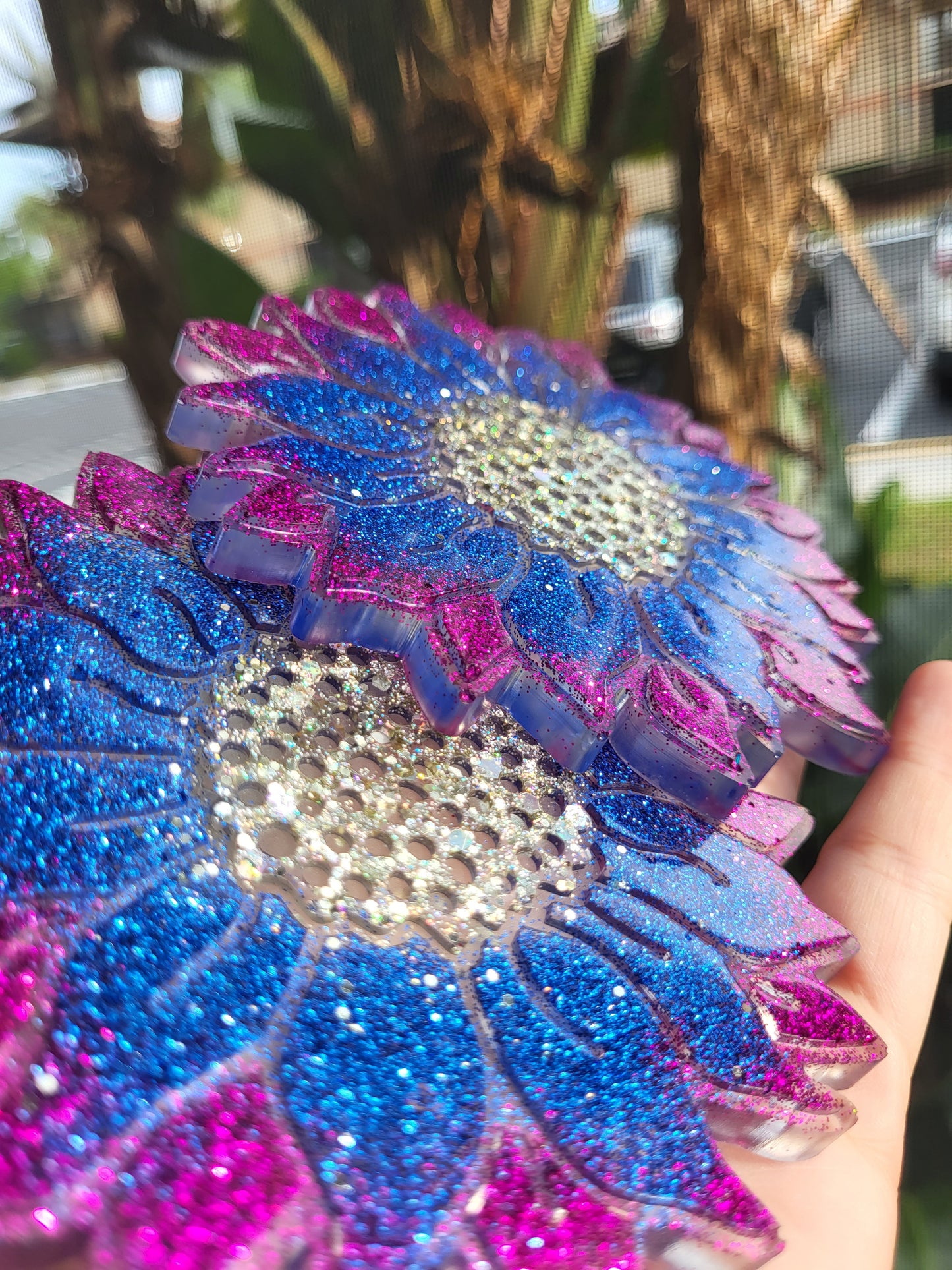 Blue and Purple Sunflower Coasters (Set of 2)