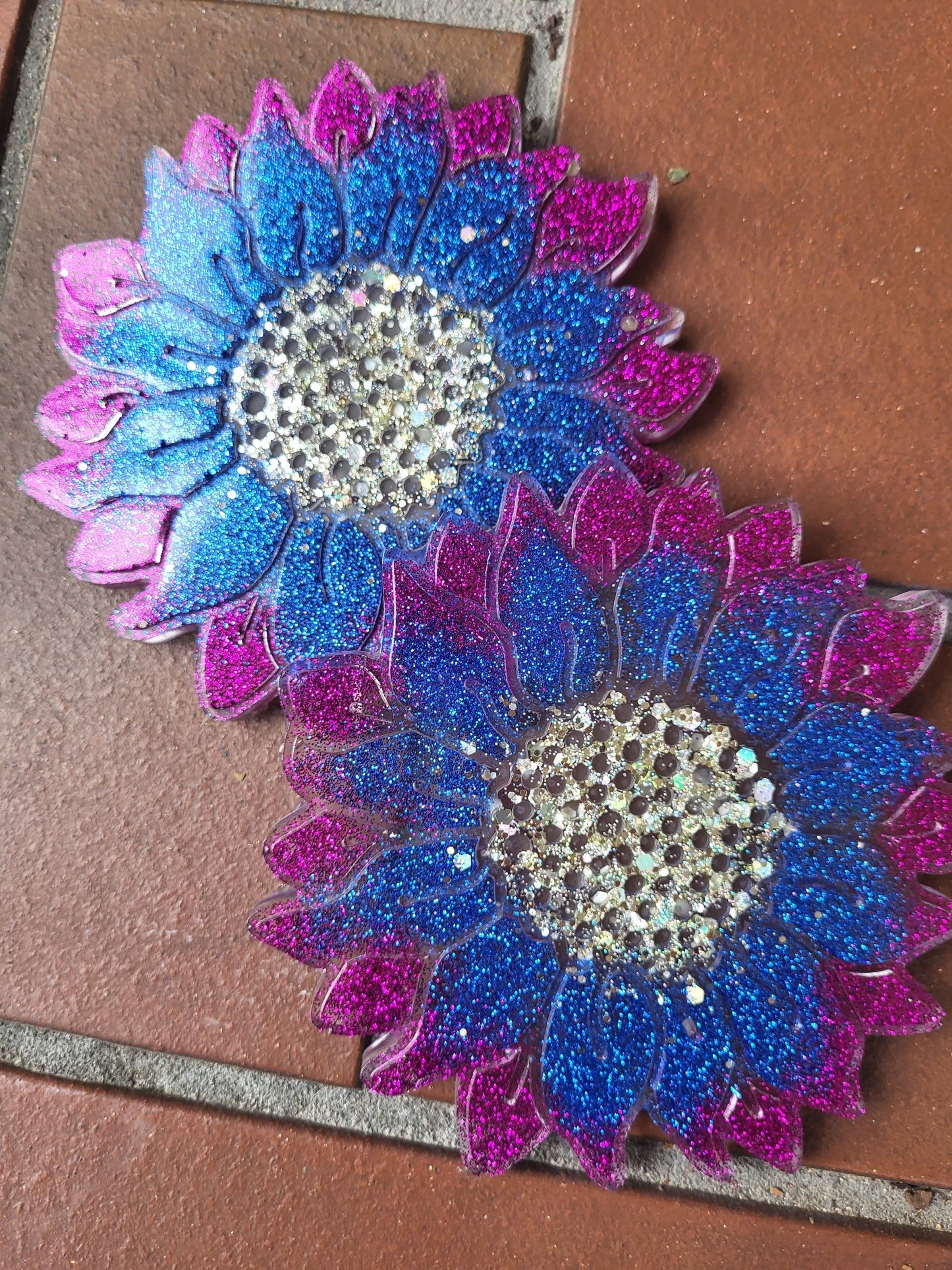 Blue and Purple Sunflower Coasters (Set of 2)