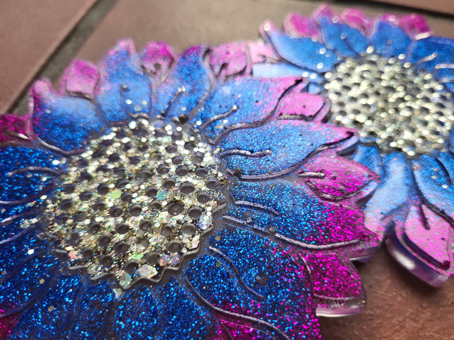 Blue and Purple Sunflower Coasters (Set of 2)