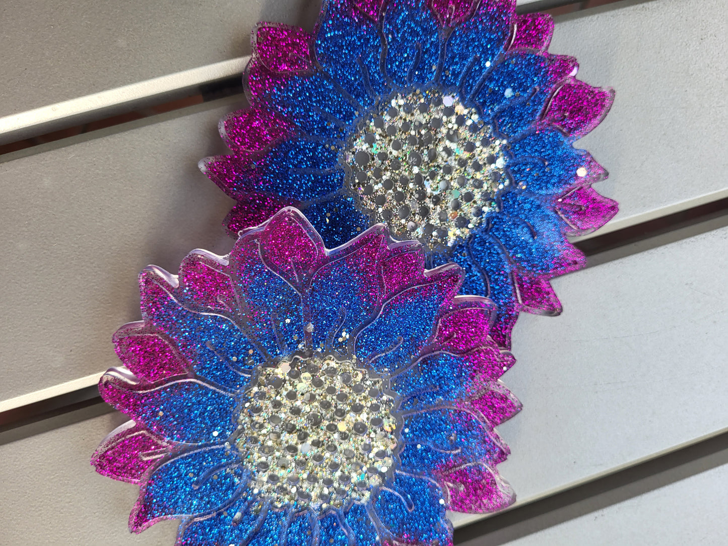 Blue and Purple Sunflower Coasters (Set of 2)