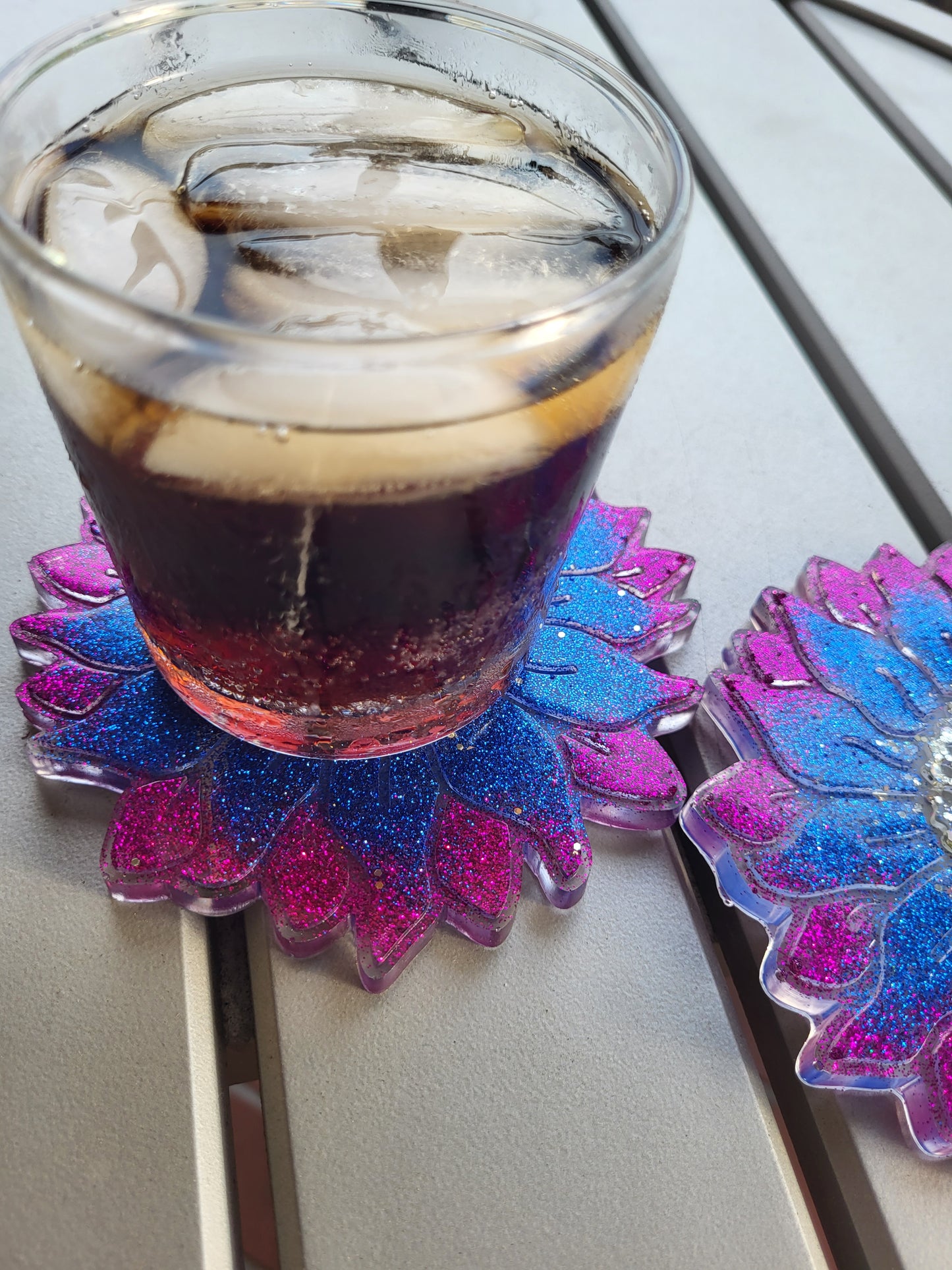 Blue and Purple Sunflower Coasters (Set of 2)