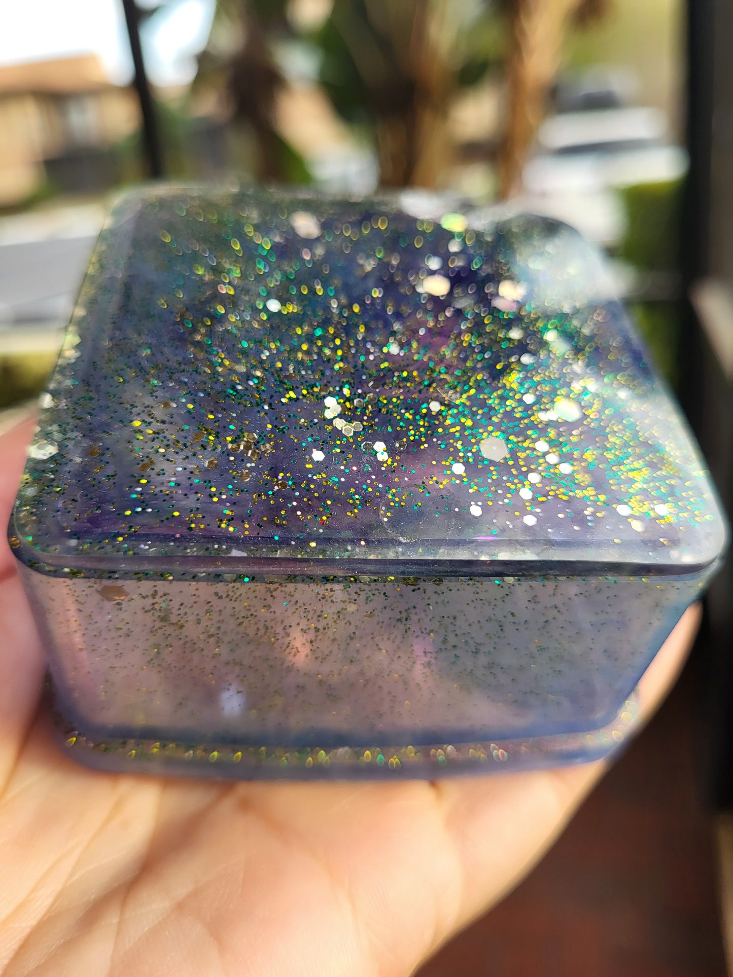 Sparkly Blue Trinket Box With Lid