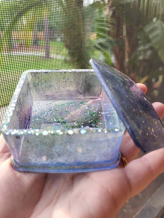 Sparkly Blue Trinket Box With Lid