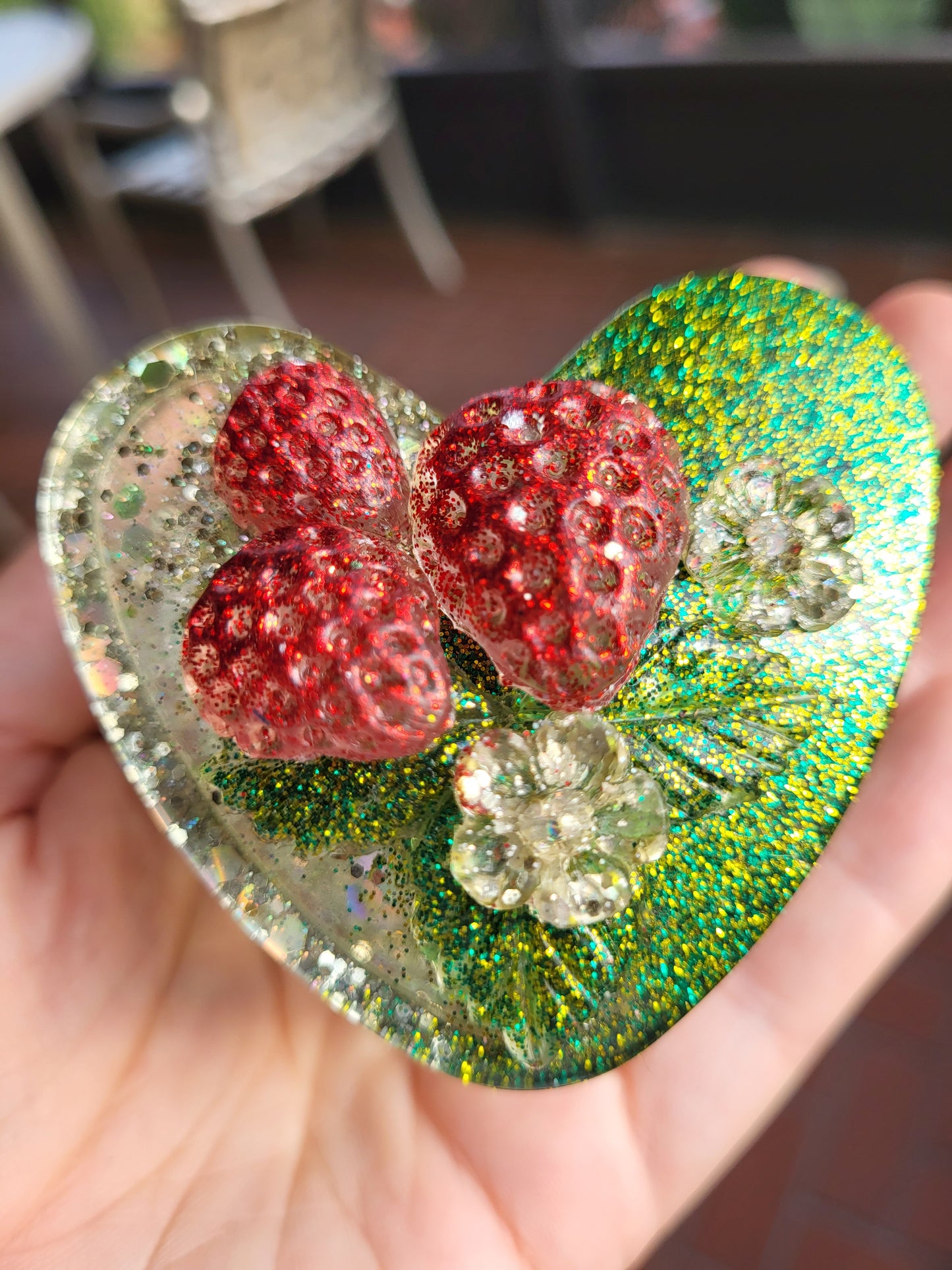 Strawberry Topped Green Heart Container