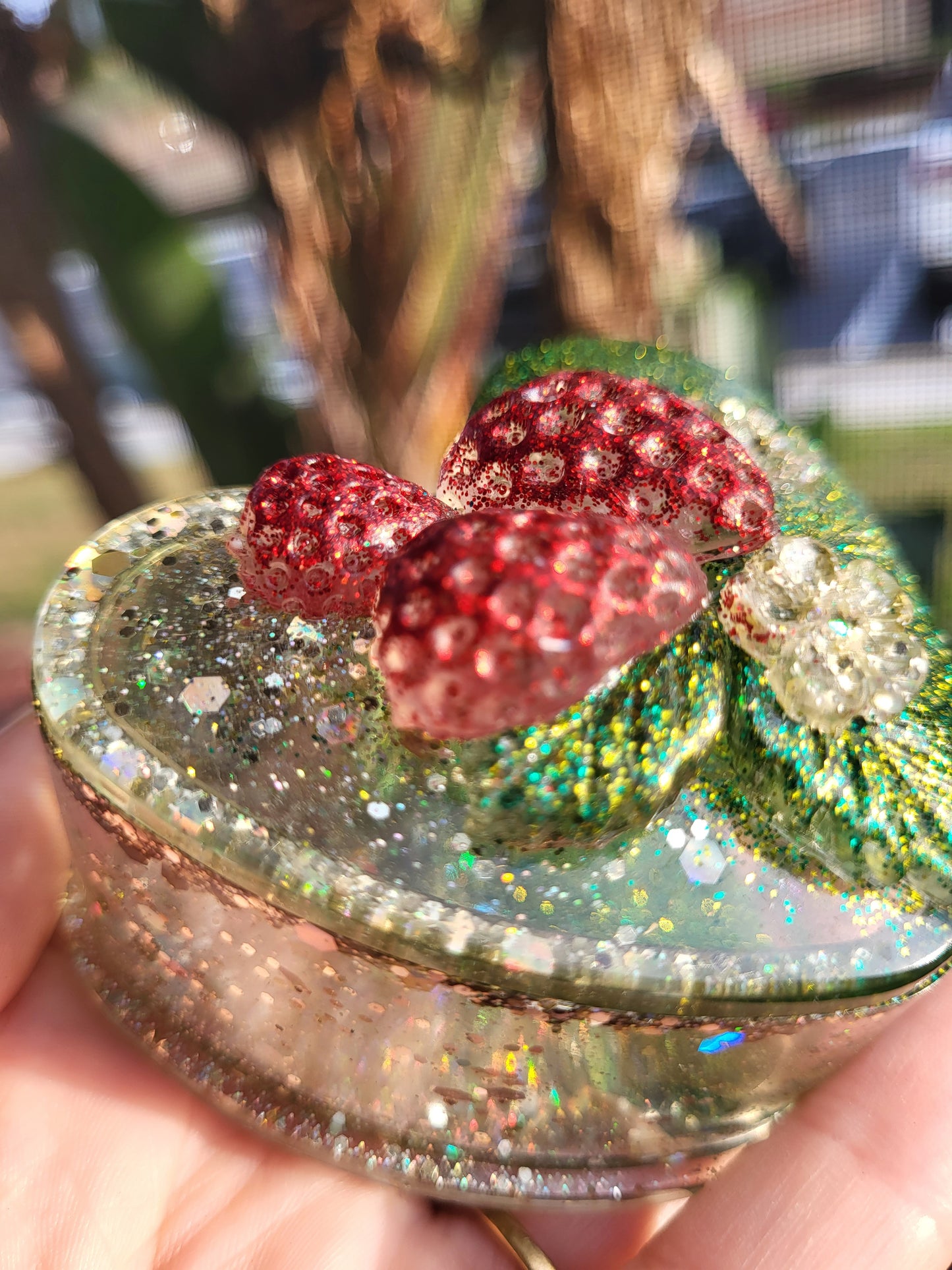 Strawberry Topped Green Heart Container